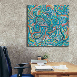 'Emerald Paisley Pattern III' by Silvia Vassileva, Canvas Wall Art,37 x 37