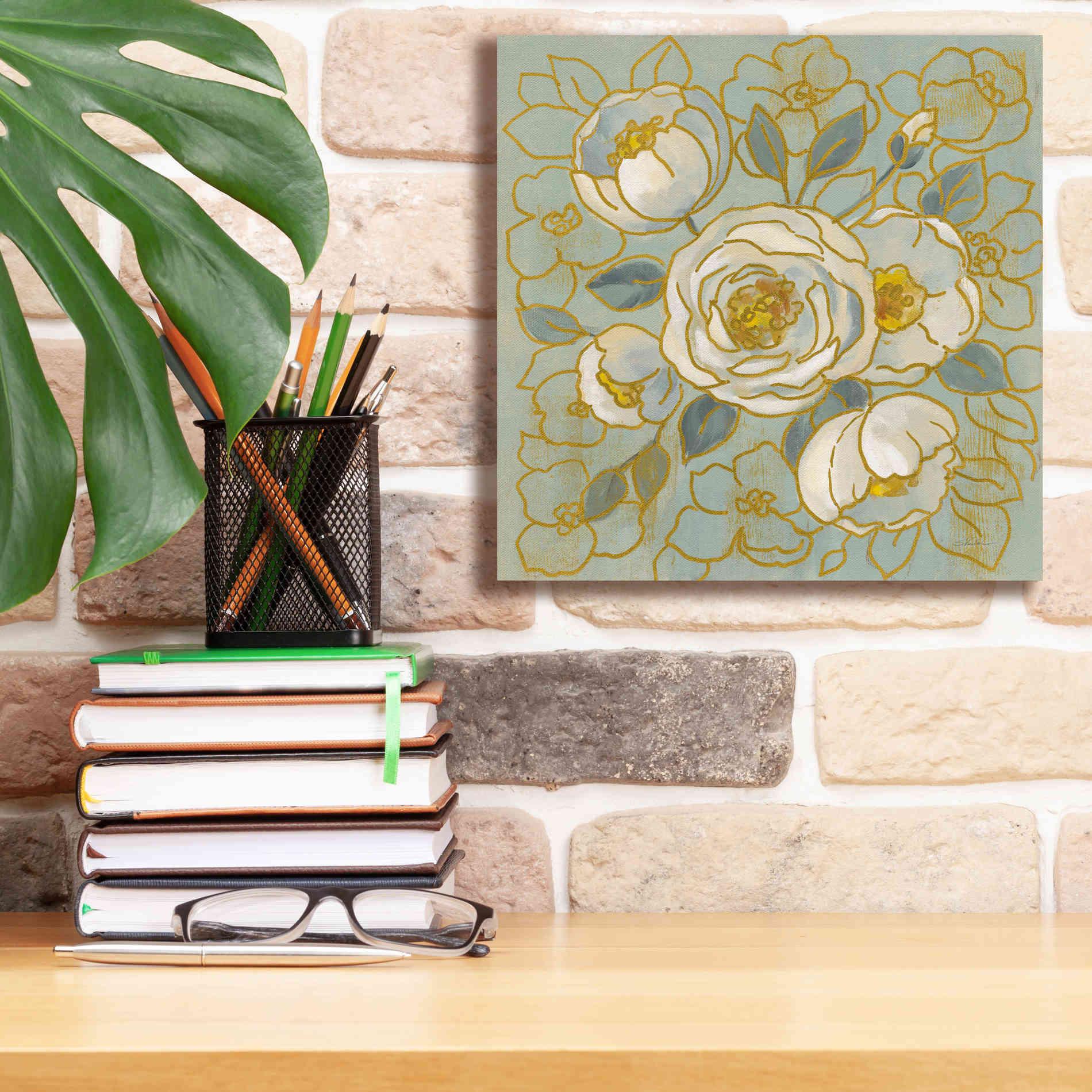 'Sage Floral II' by Silvia Vassileva, Canvas Wall Art,12 x 12