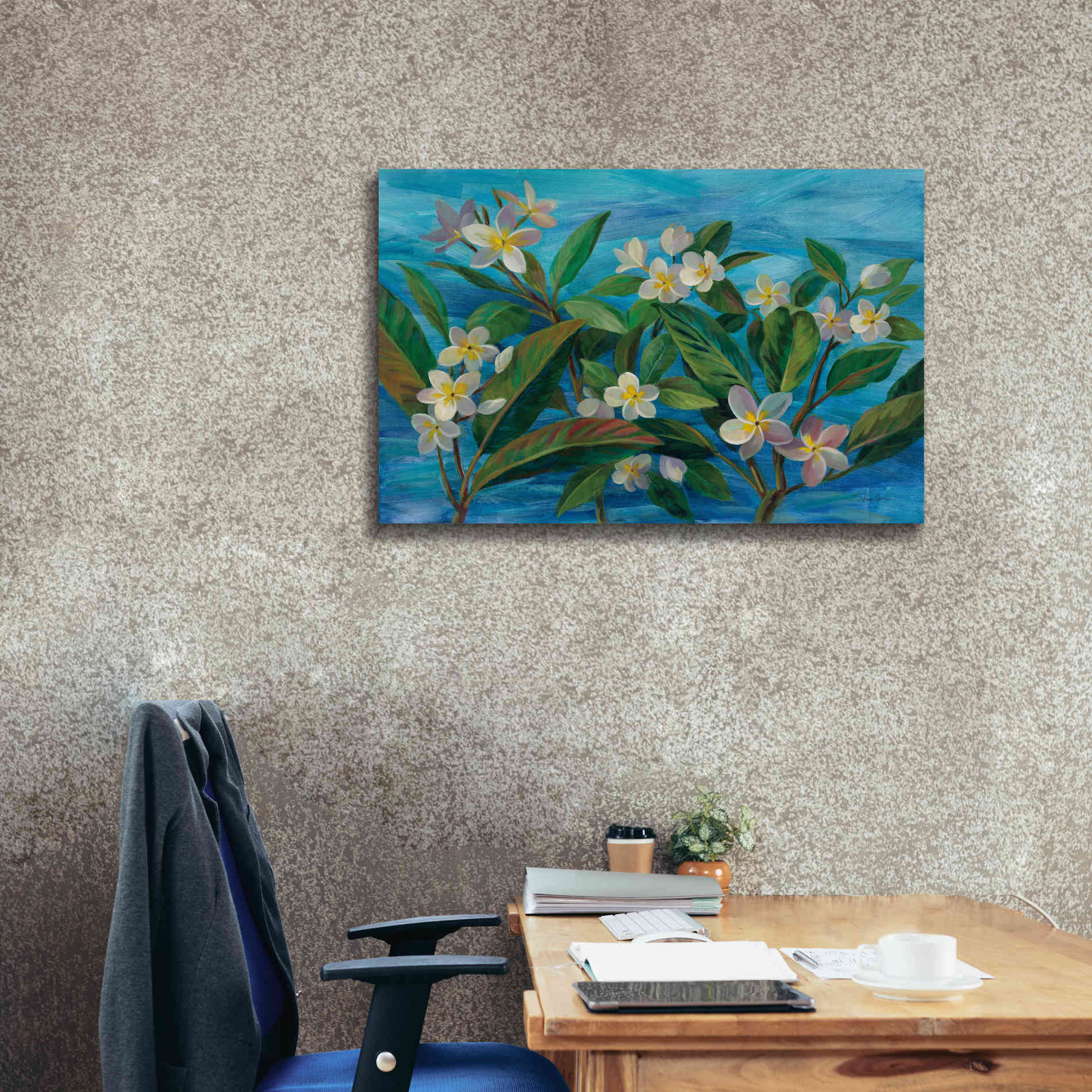 'Oceanside Plumeria' by Silvia Vassileva, Canvas Wall Art,40 x 26