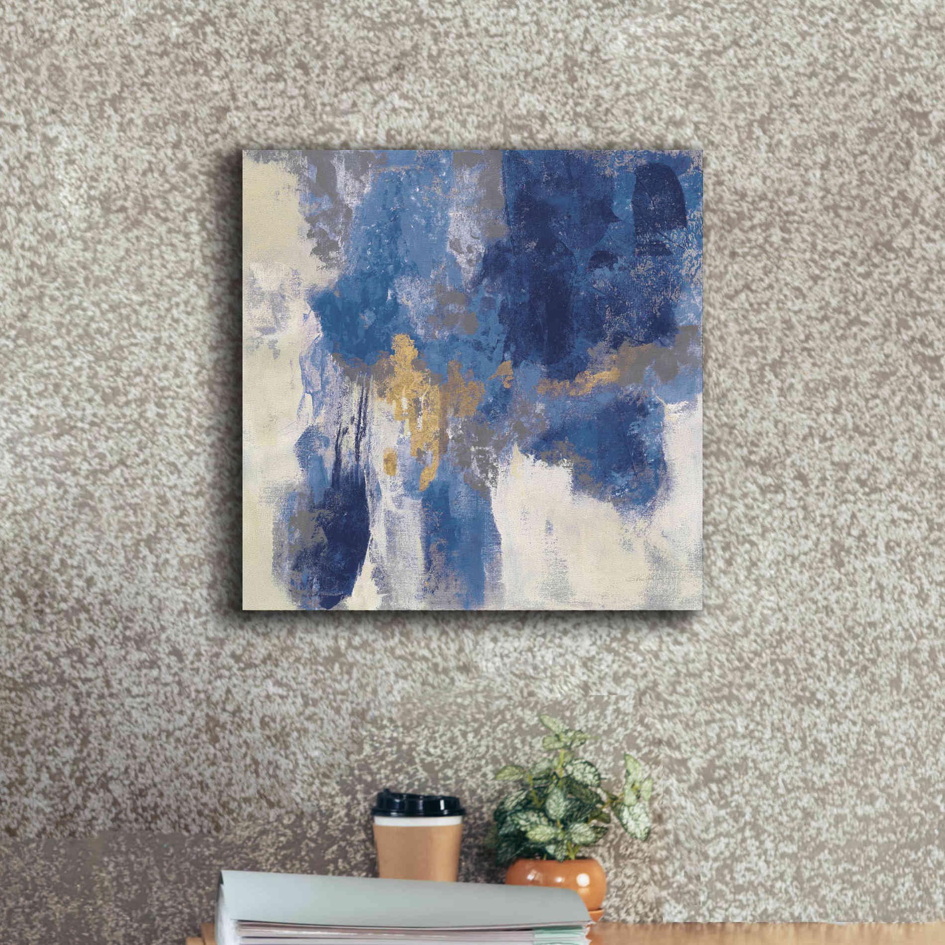 'Sparkle Abstract II Navy' by Silvia Vassileva, Canvas Wall Art,18 x 18