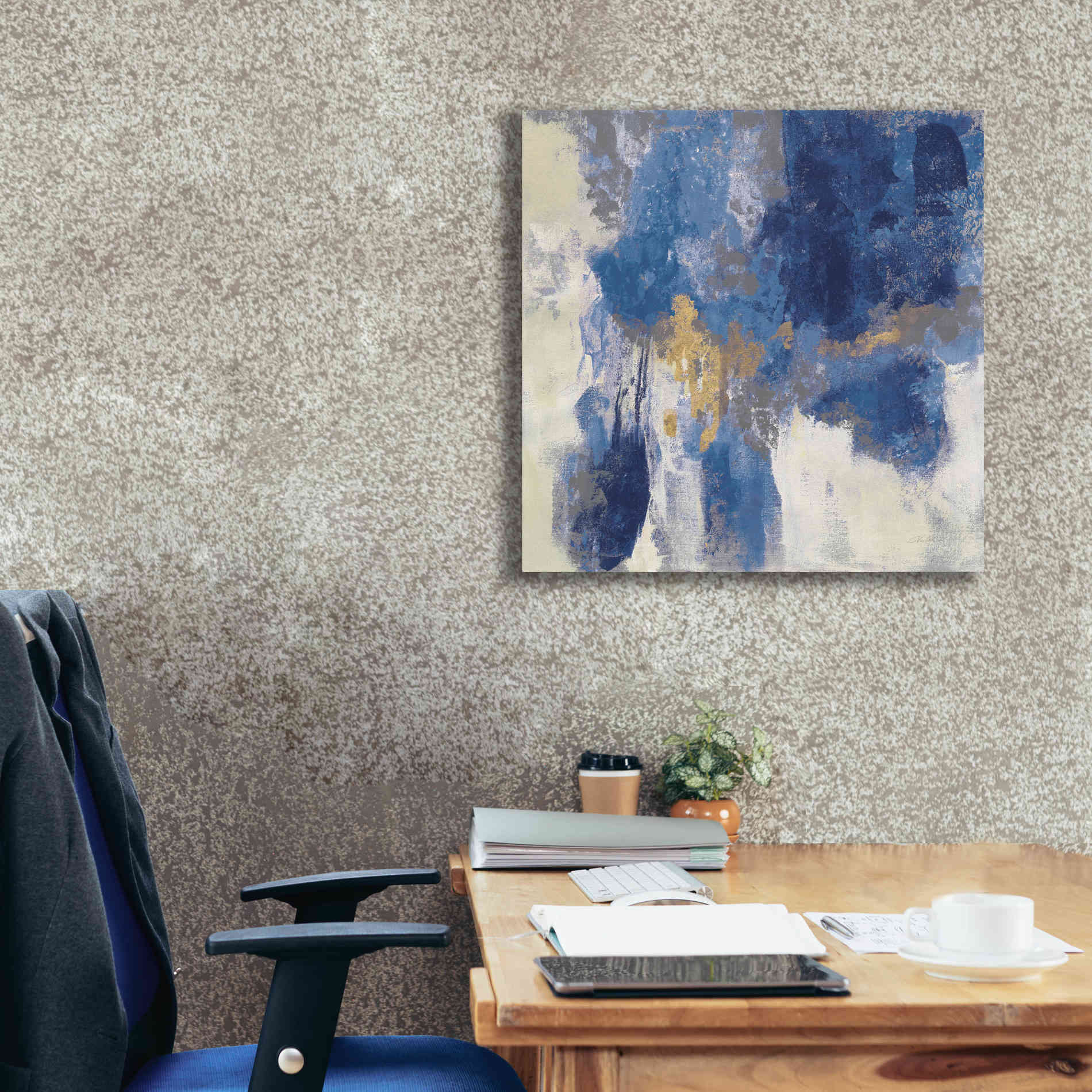 'Sparkle Abstract II Navy' by Silvia Vassileva, Canvas Wall Art,26 x 26