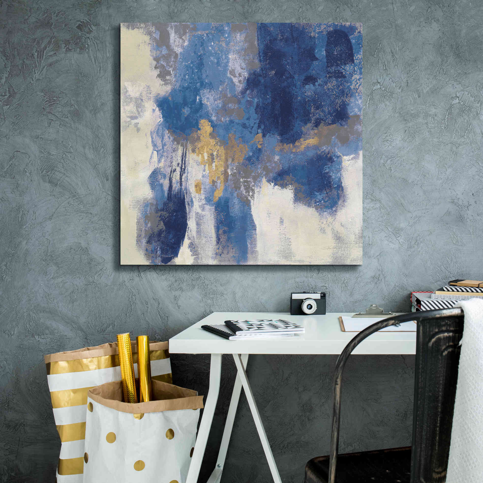 'Sparkle Abstract II Navy' by Silvia Vassileva, Canvas Wall Art,26 x 26