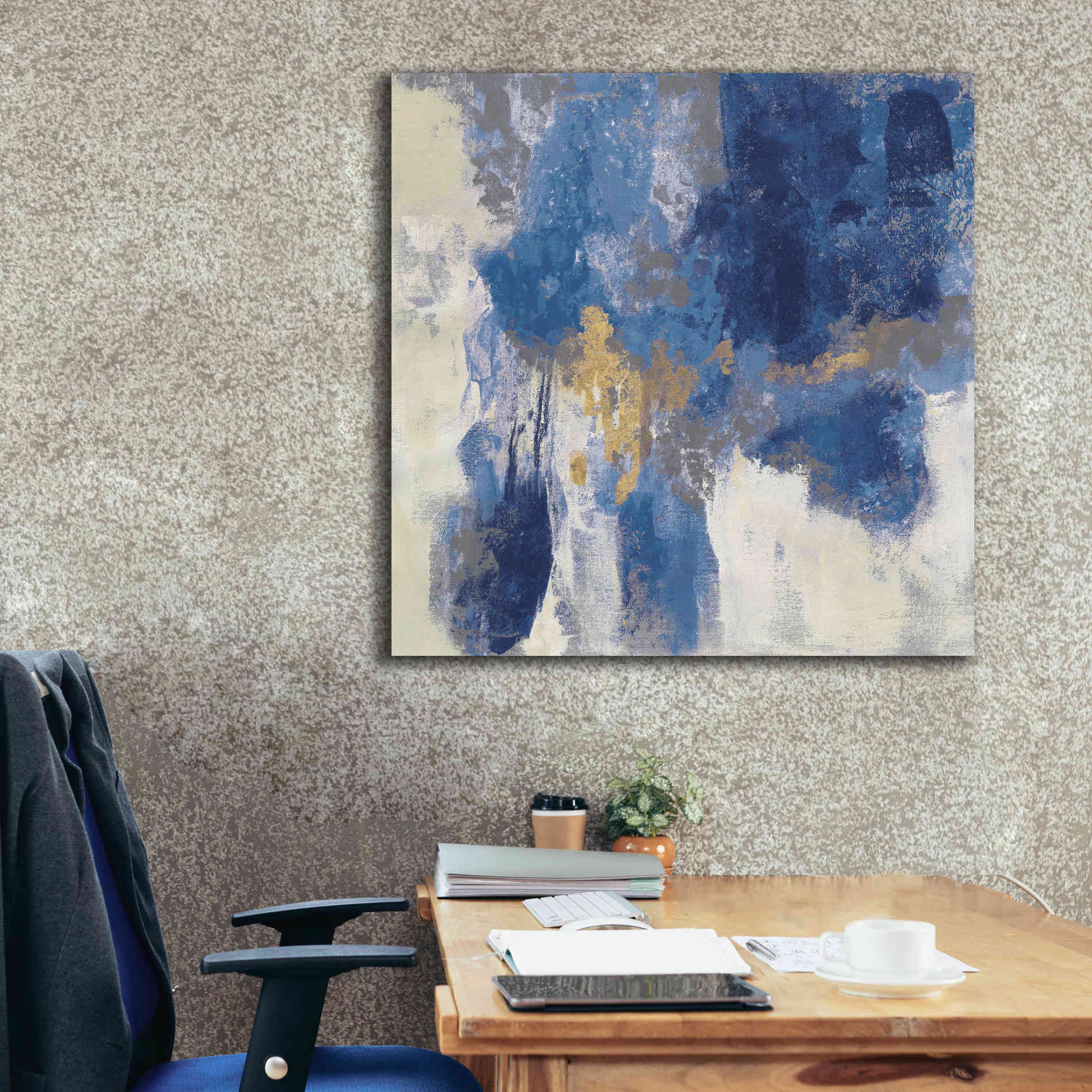 'Sparkle Abstract II Navy' by Silvia Vassileva, Canvas Wall Art,37 x 37