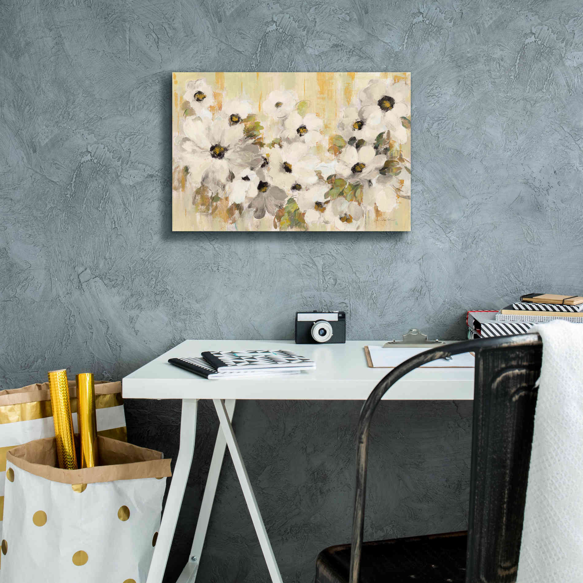 'White and Green Bloom' by Silvia Vassileva, Canvas Wall Art,18 x 12