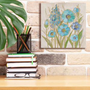 'Opalescent Floral I Blue' by Silvia Vassileva, Canvas Wall Art,12 x 12