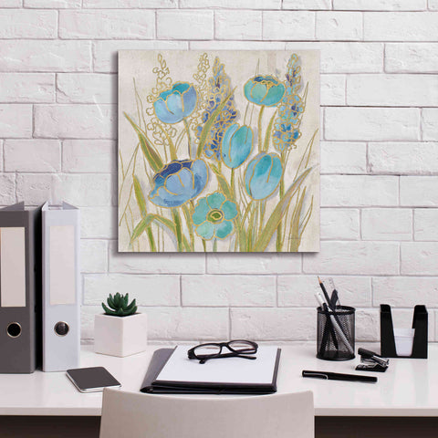 Image of 'Opalescent Floral II Blue' by Silvia Vassileva, Canvas Wall Art,18 x 18