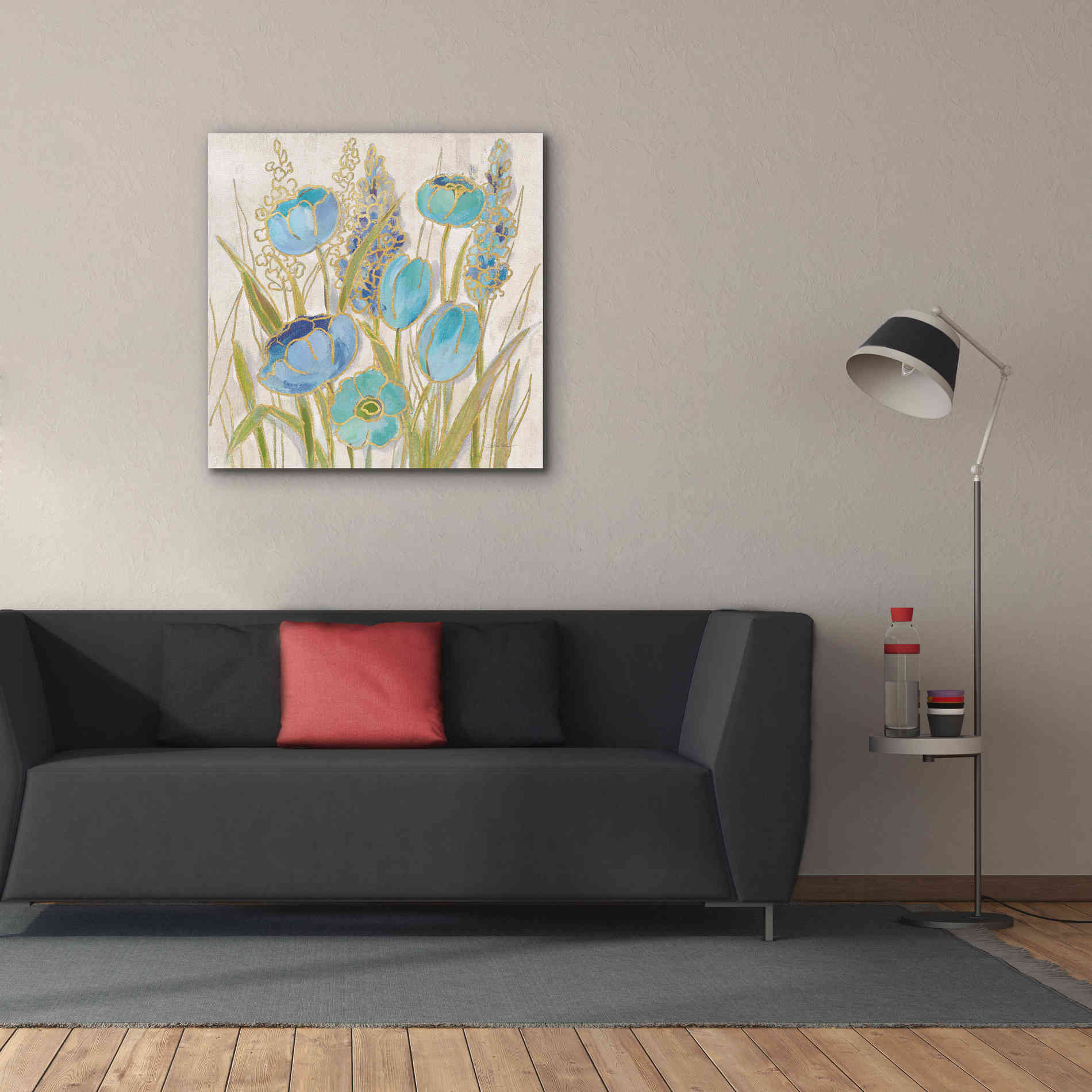 'Opalescent Floral II Blue' by Silvia Vassileva, Canvas Wall Art,37 x 37
