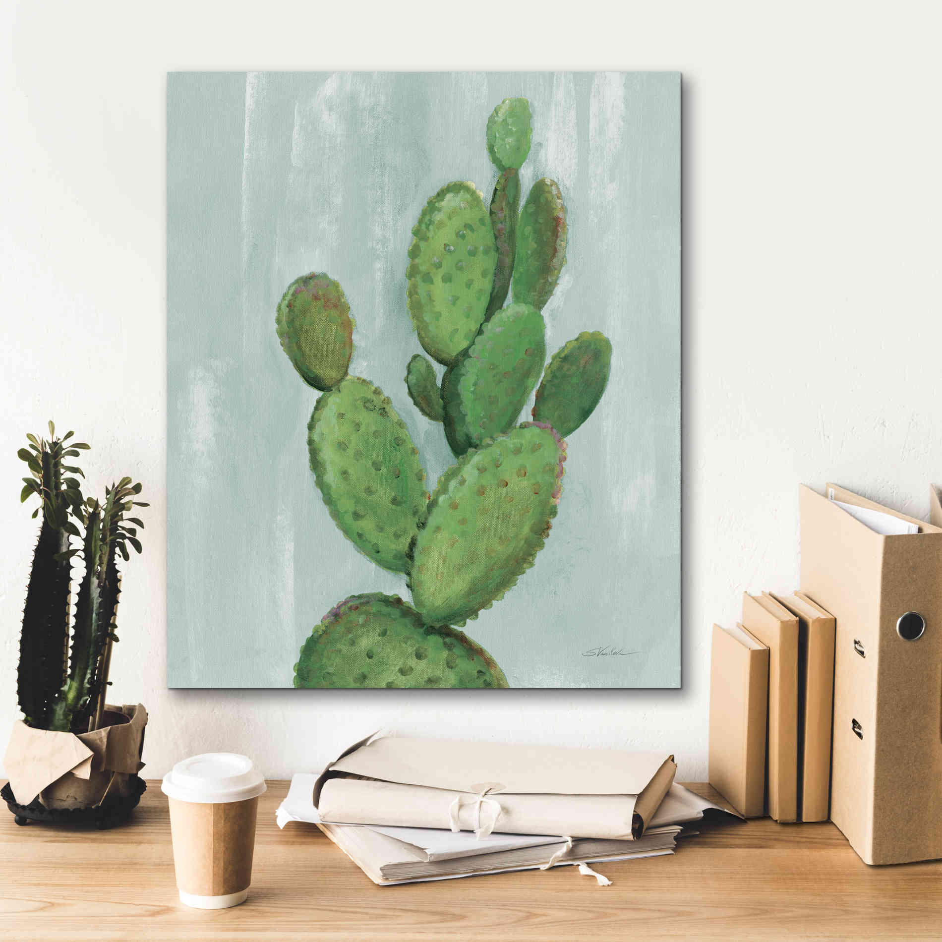 'Front Yard Cactus I Slate' by Silvia Vassileva, Canvas Wall Art,20 x 24