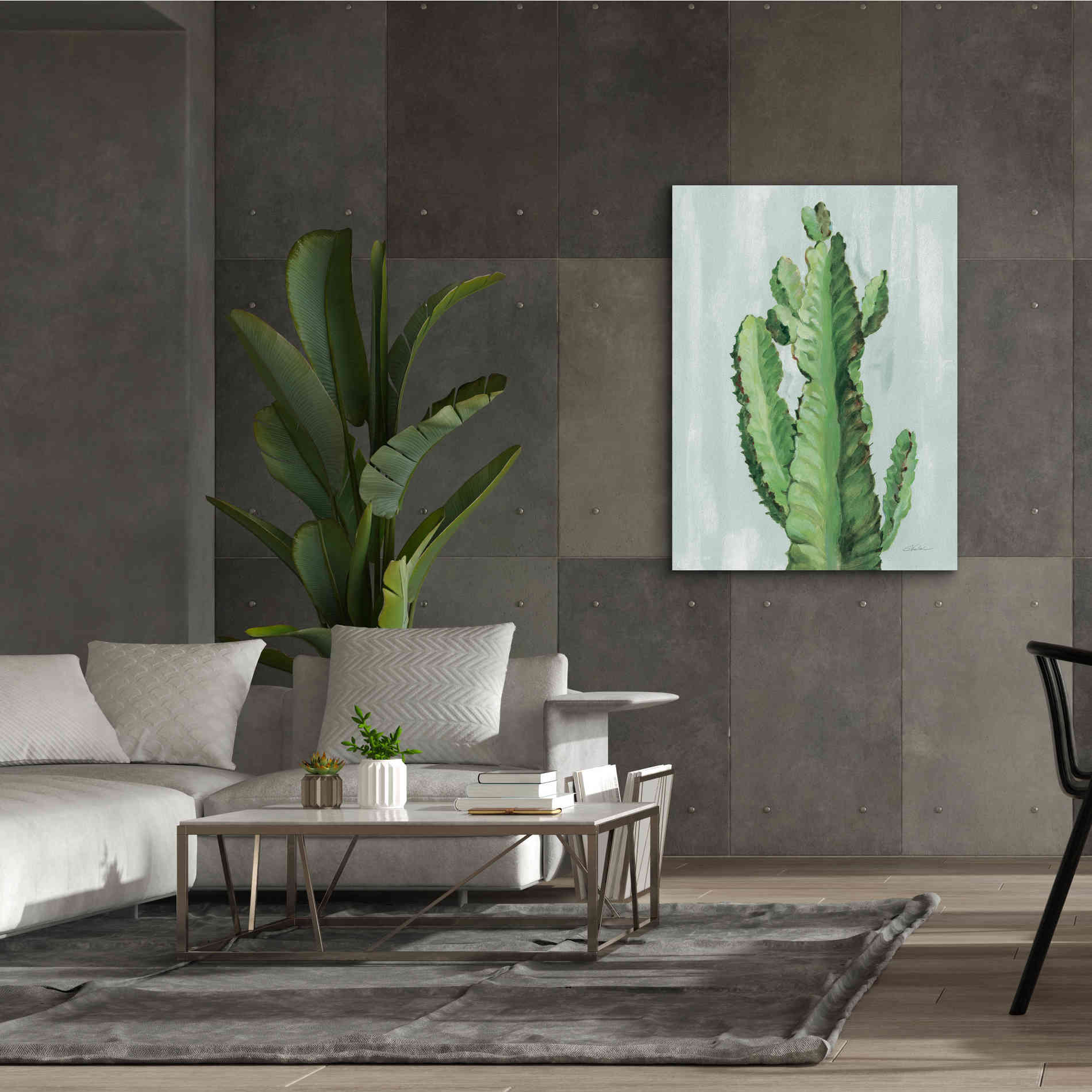 'Front Yard Cactus II Slate' by Silvia Vassileva, Canvas Wall Art,40 x 54