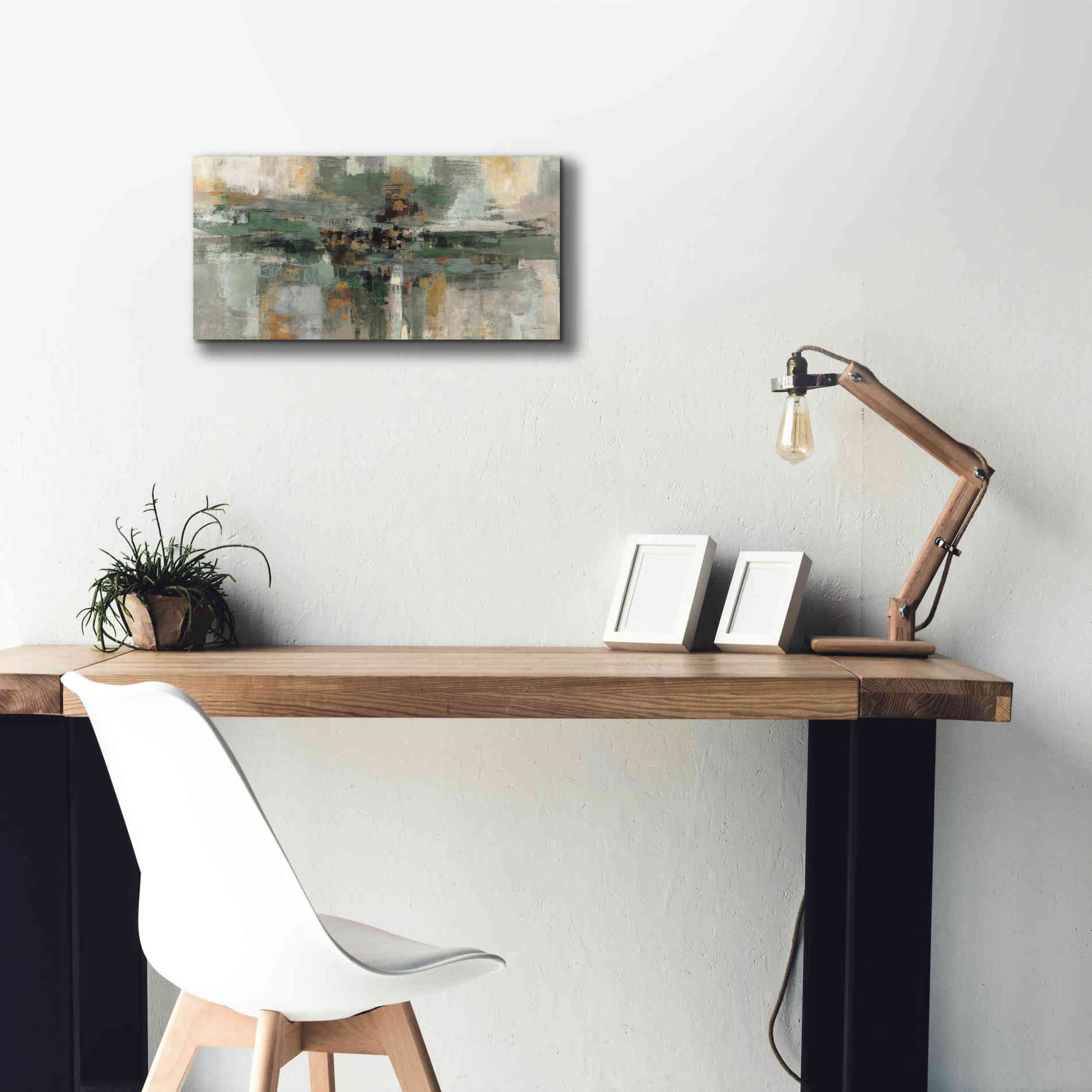 'Morning Fjord Rifle Green' by Silvia Vassileva, Canvas Wall Art,24 x 12