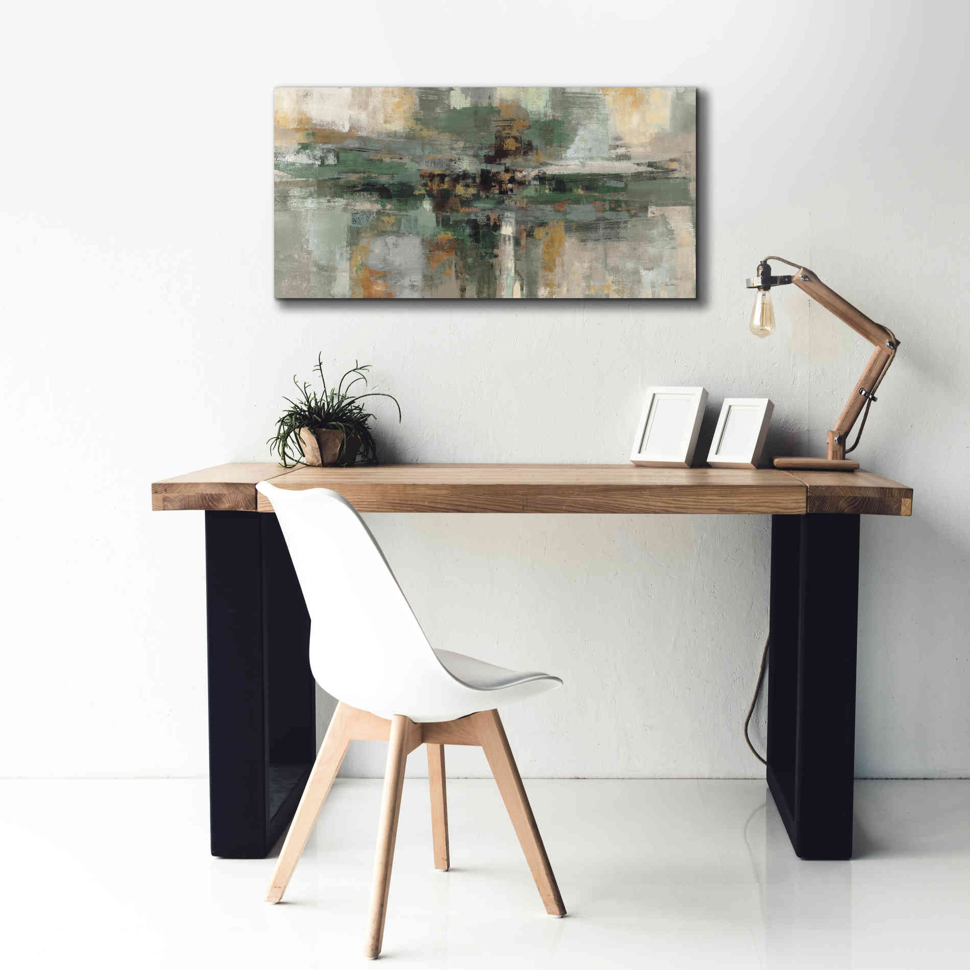 'Morning Fjord Rifle Green' by Silvia Vassileva, Canvas Wall Art,40 x 20