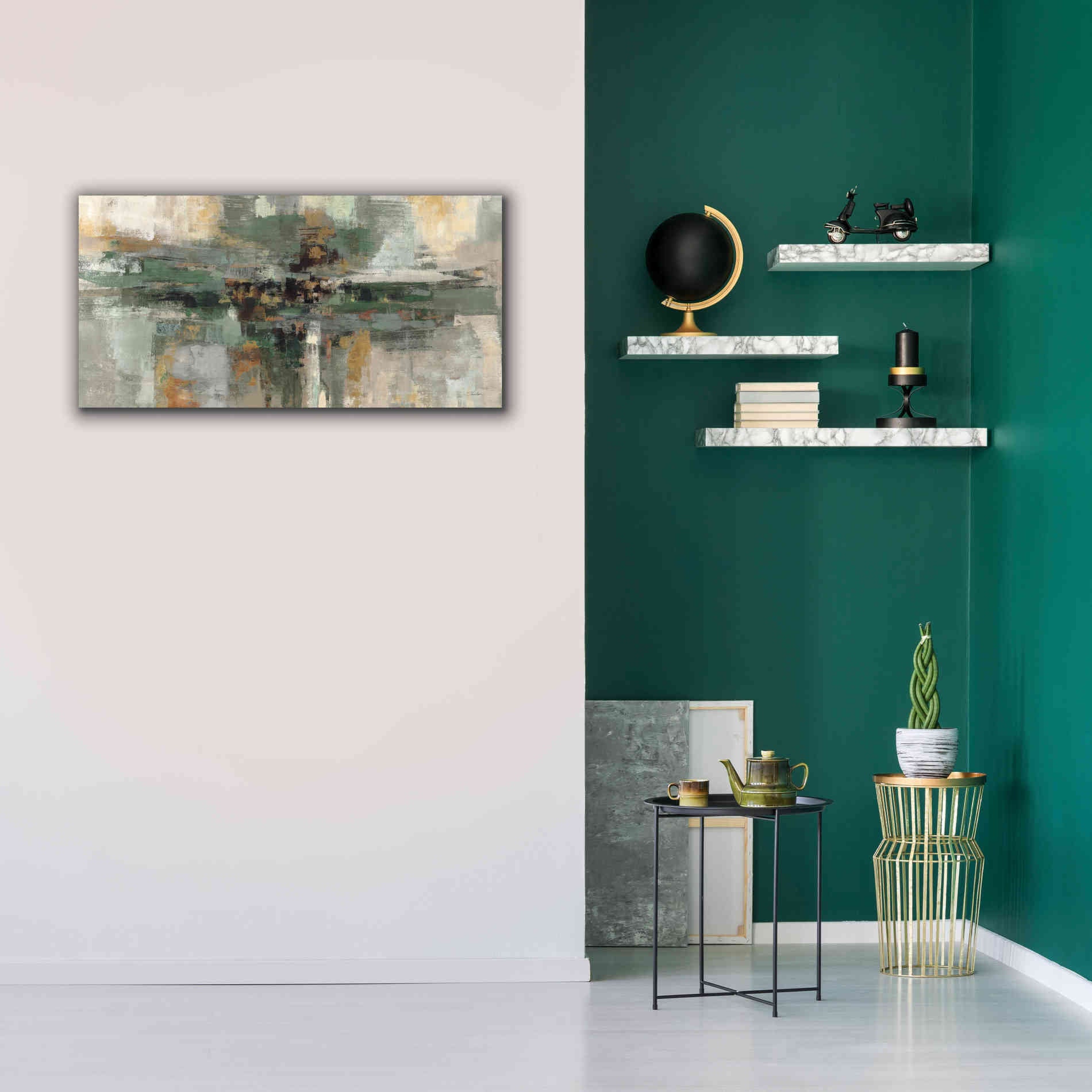 'Morning Fjord Rifle Green' by Silvia Vassileva, Canvas Wall Art,40 x 20