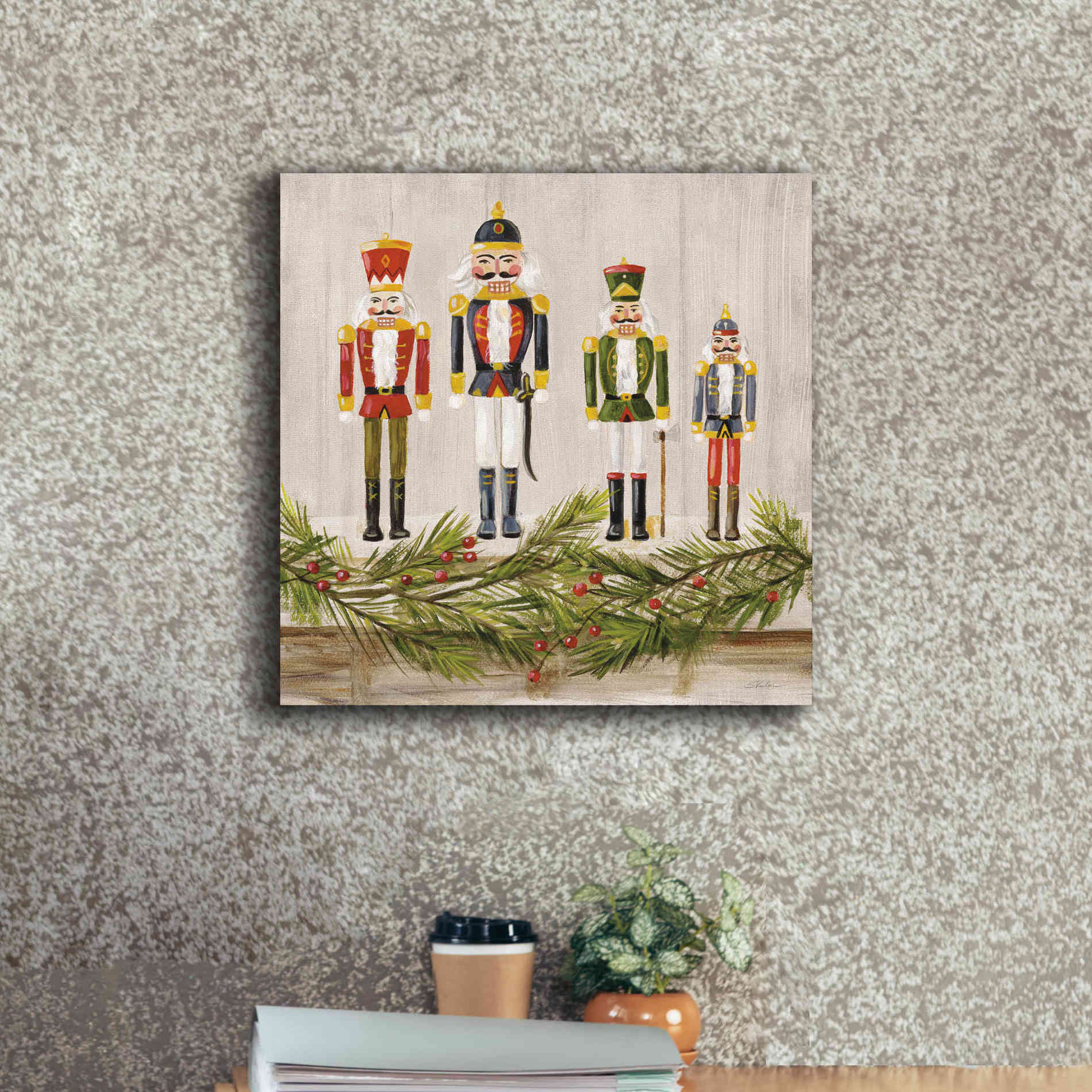 'Nutcrackers on a Mantel' by Silvia Vassileva, Canvas Wall Art,18 x 18