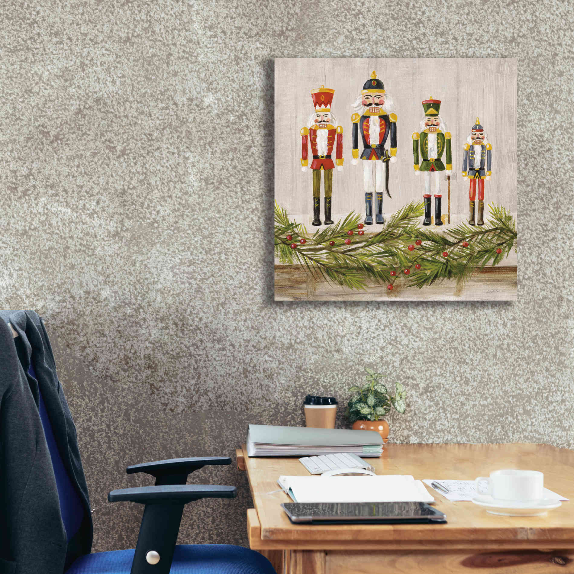 'Nutcrackers on a Mantel' by Silvia Vassileva, Canvas Wall Art,26 x 26