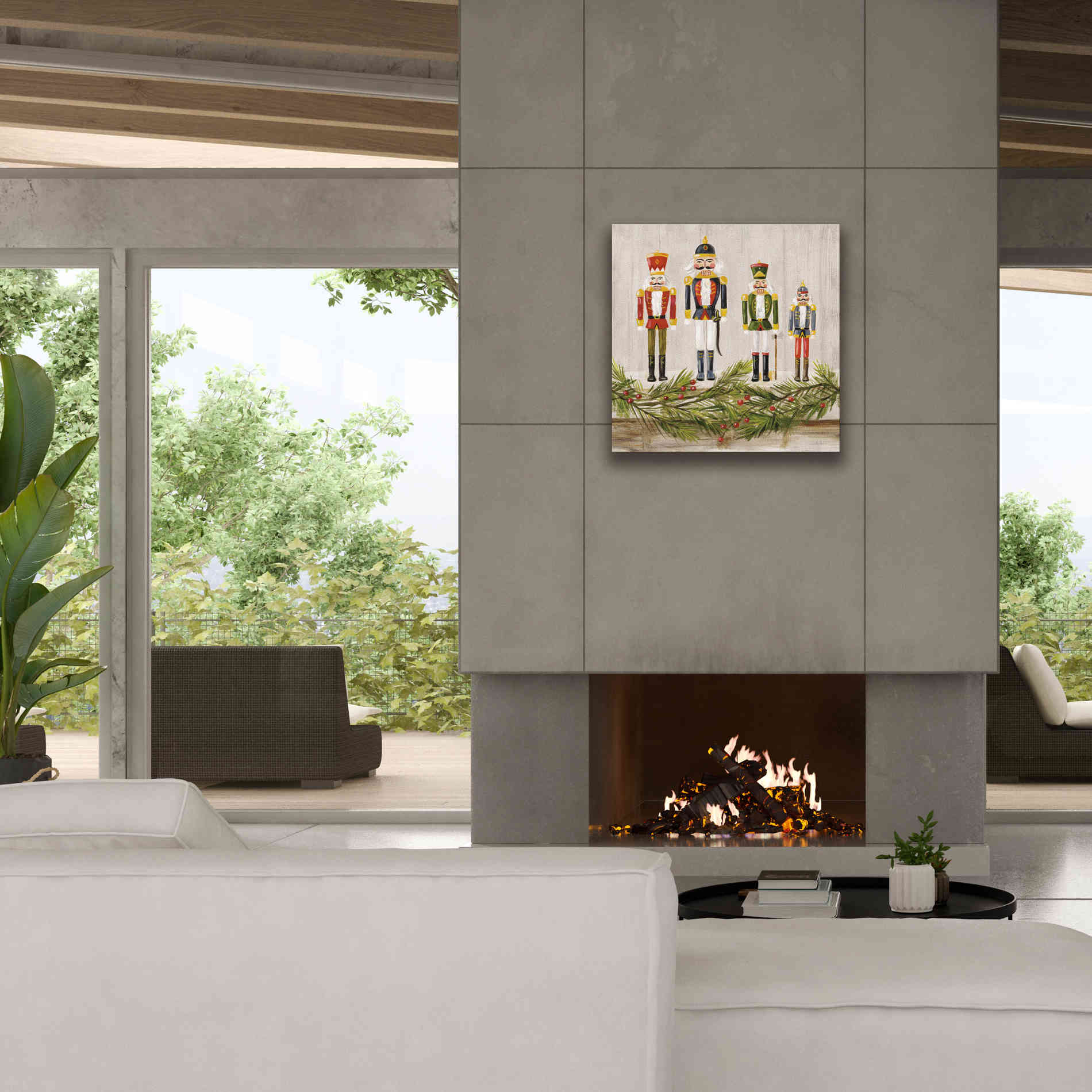 'Nutcrackers on a Mantel' by Silvia Vassileva, Canvas Wall Art,26 x 26