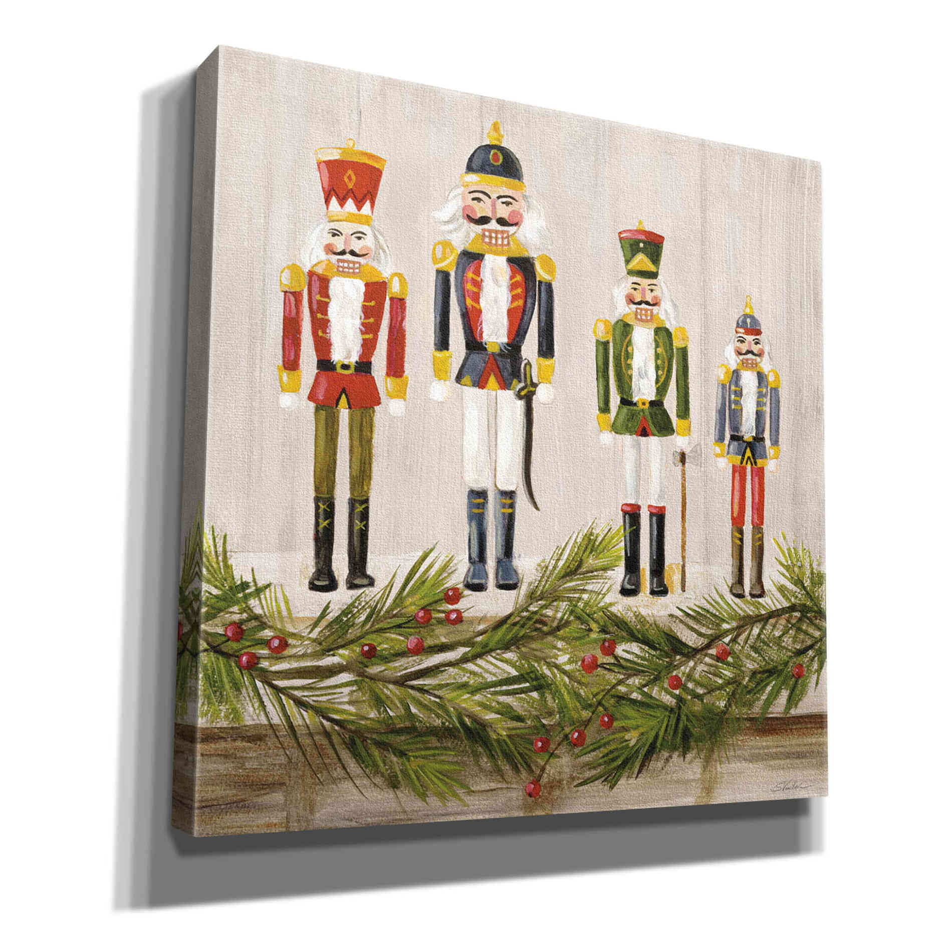 'Nutcrackers on a Mantel' by Silvia Vassileva, Canvas Wall Art,12x12x1.1x0,18x18x1.1x0,26x26x1.74x0,37x37x1.74x0