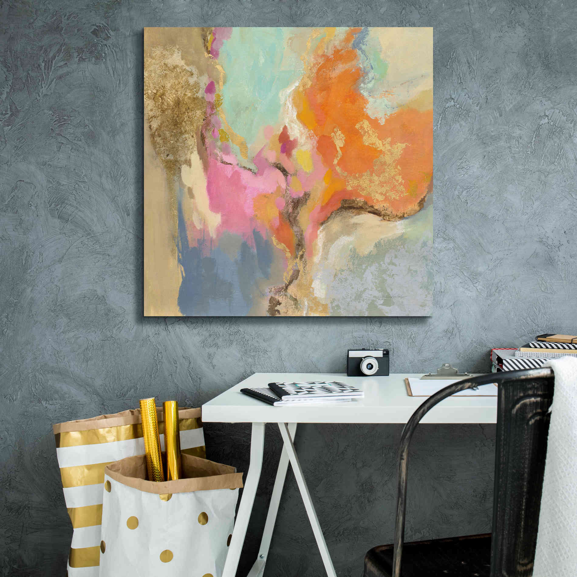 'Tangerine Gold Mid Mod' by Silvia Vassileva, Canvas Wall Art,26 x 26