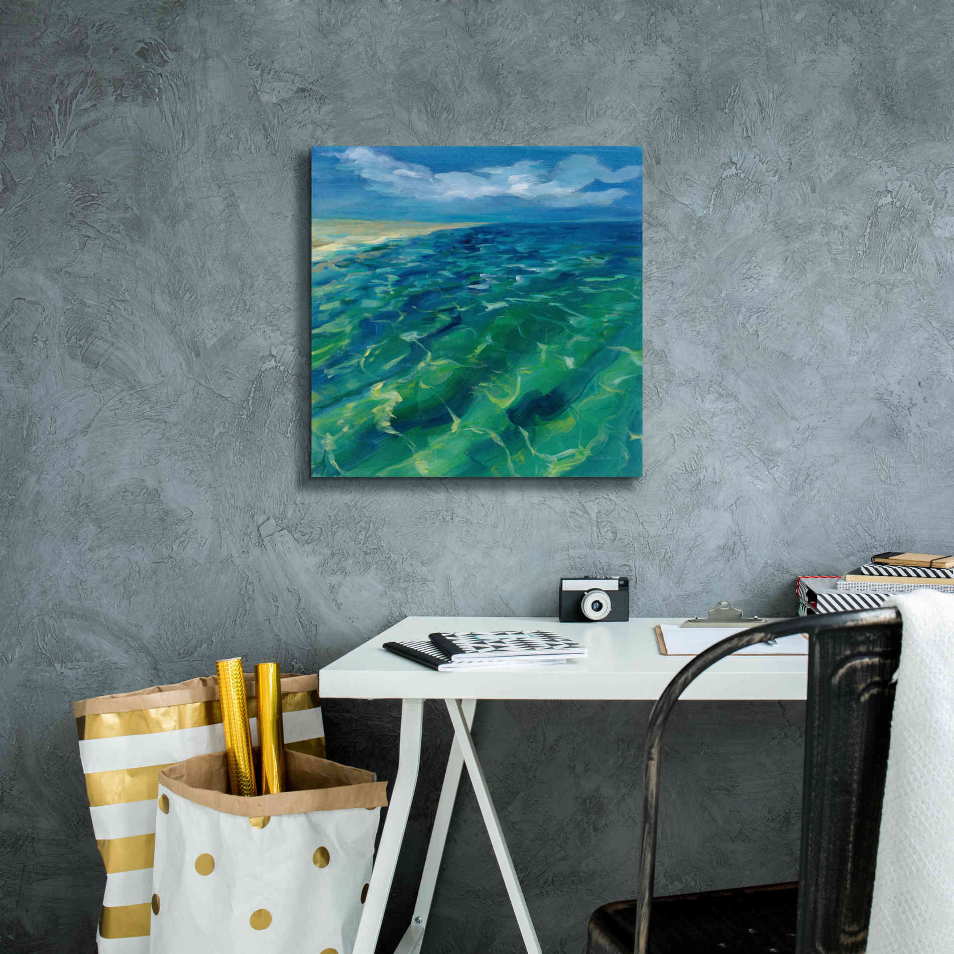 'Sunny Sea Reflections' by Silvia Vassileva, Canvas Wall Art,18 x 18