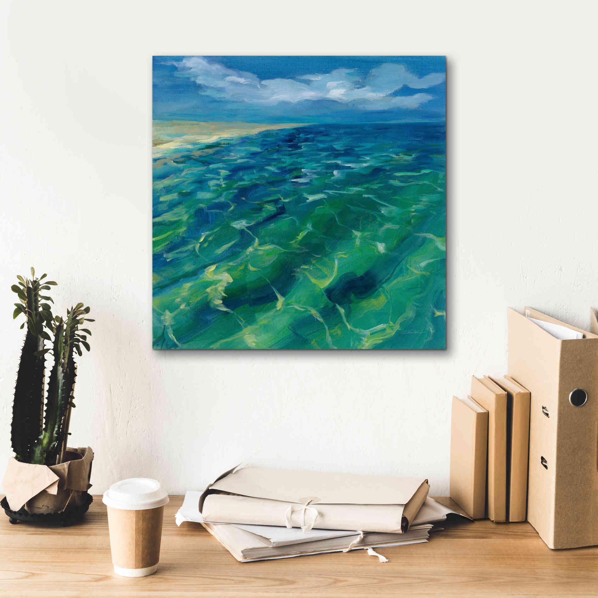 'Sunny Sea Reflections' by Silvia Vassileva, Canvas Wall Art,18 x 18