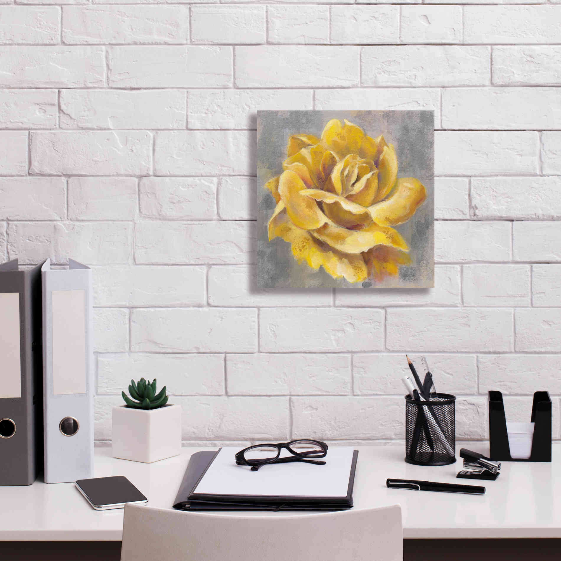 'Yellow Roses I' by Silvia Vassileva, Canvas Wall Art,12 x 12