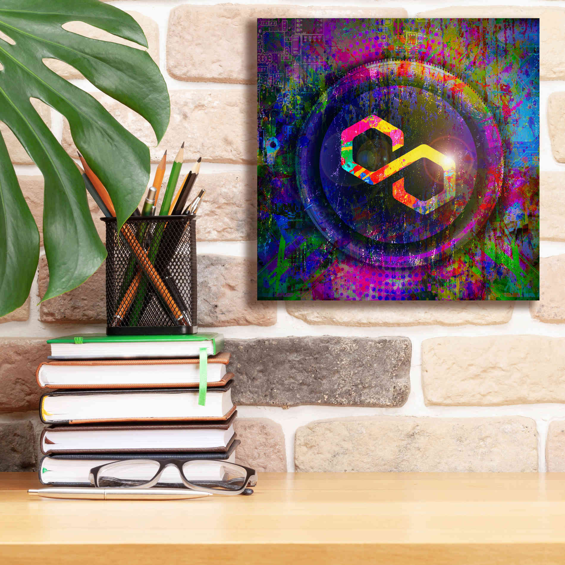'MATIC Polygon Crypto,' Canvas Wall Art,12 x 12