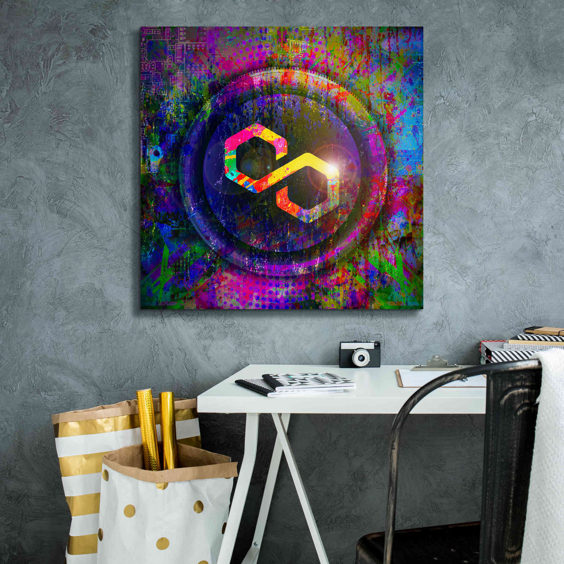 'MATIC Polygon Crypto,' Canvas Wall Art,26 x 26