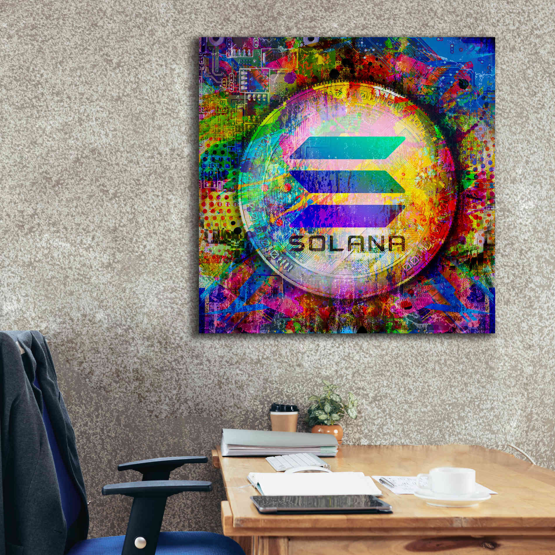 'SOL Solana Crypto,' Canvas Wall Art,37 x 37