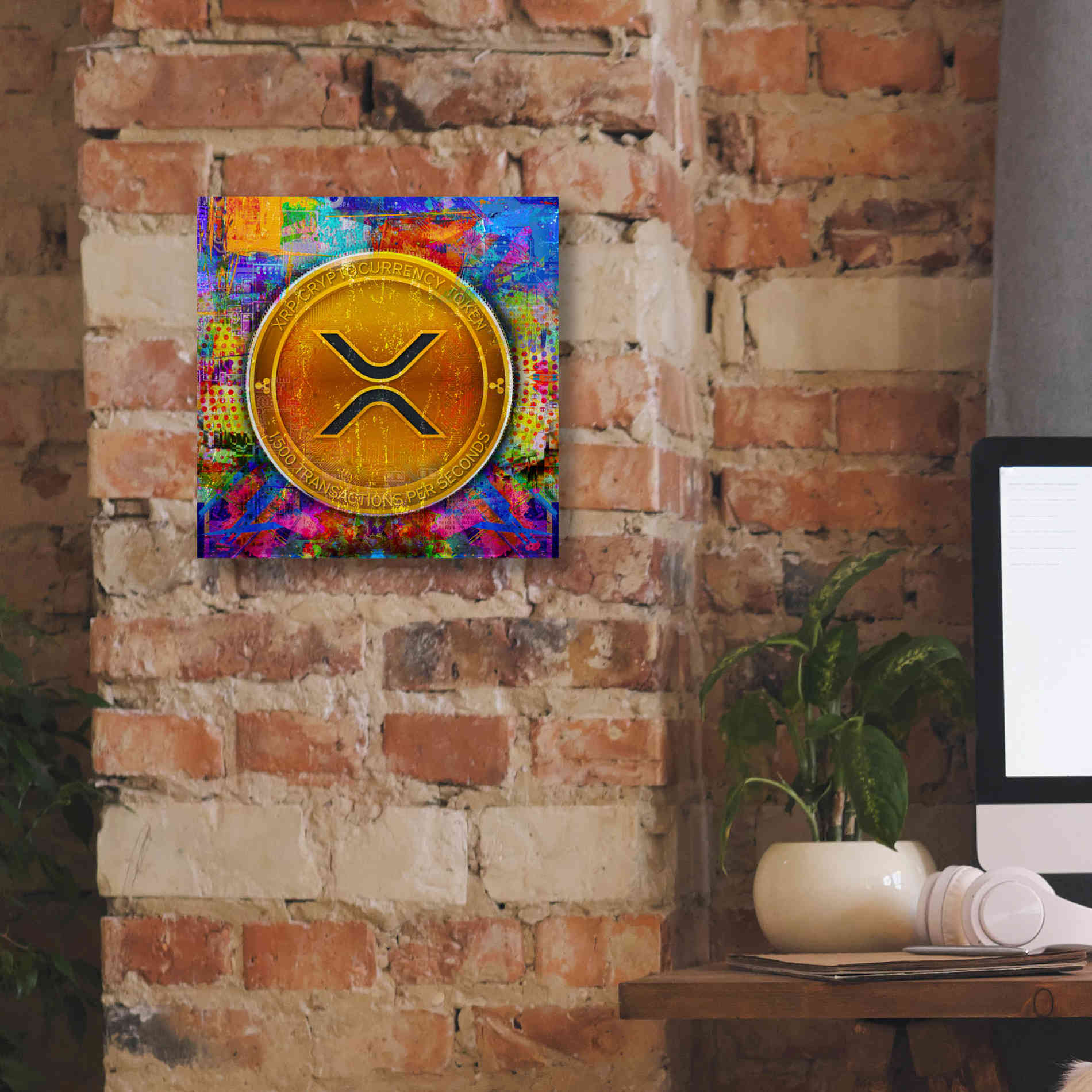 'XRP Crypto,' Canvas Wall Art,12 x 12