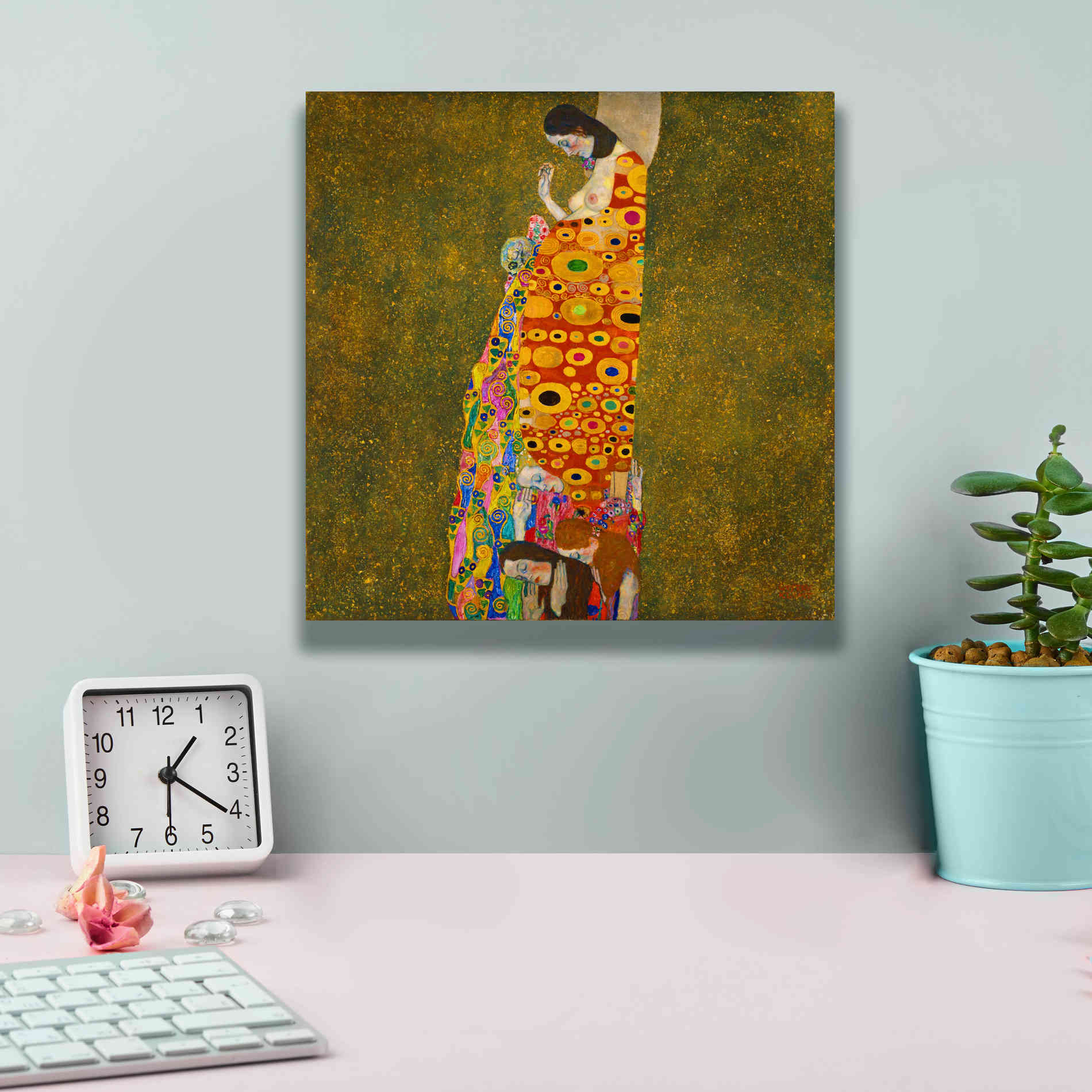 Epic Art 'Hope II' by Gustav Klimt, Canvas Wall Art,12 x 12