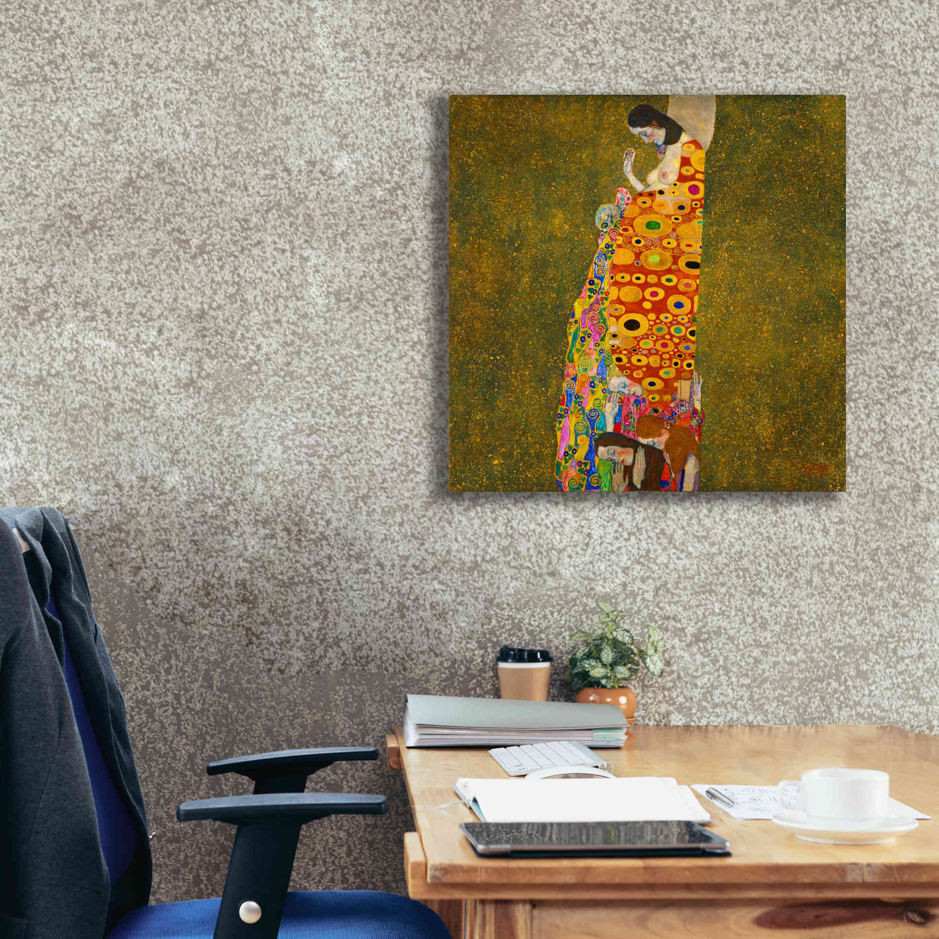 Epic Art 'Hope II' by Gustav Klimt, Canvas Wall Art,26 x 26