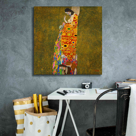 Image of Epic Art 'Hope II' by Gustav Klimt, Canvas Wall Art,26 x 26
