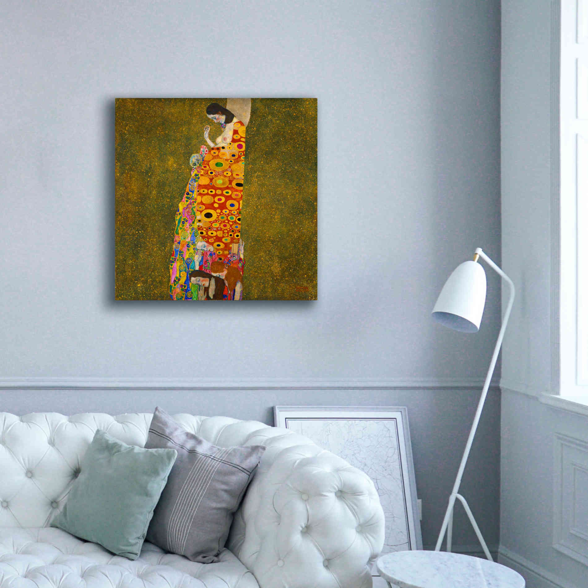Epic Art 'Hope II' by Gustav Klimt, Canvas Wall Art,37 x 37