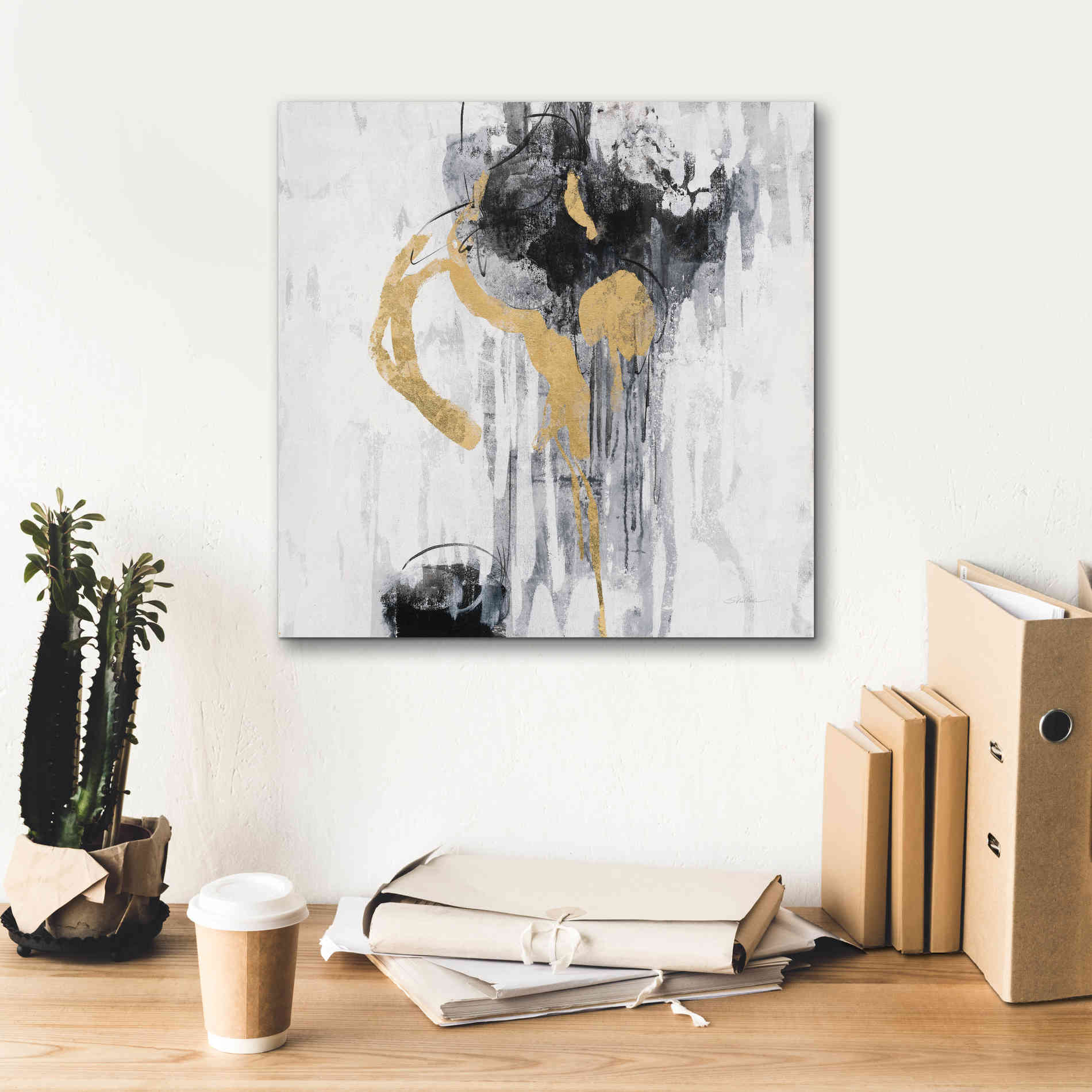 Epic Art 'Golden Rain I' by Silvia Vassileva, Canvas Wall Art,18 x 18