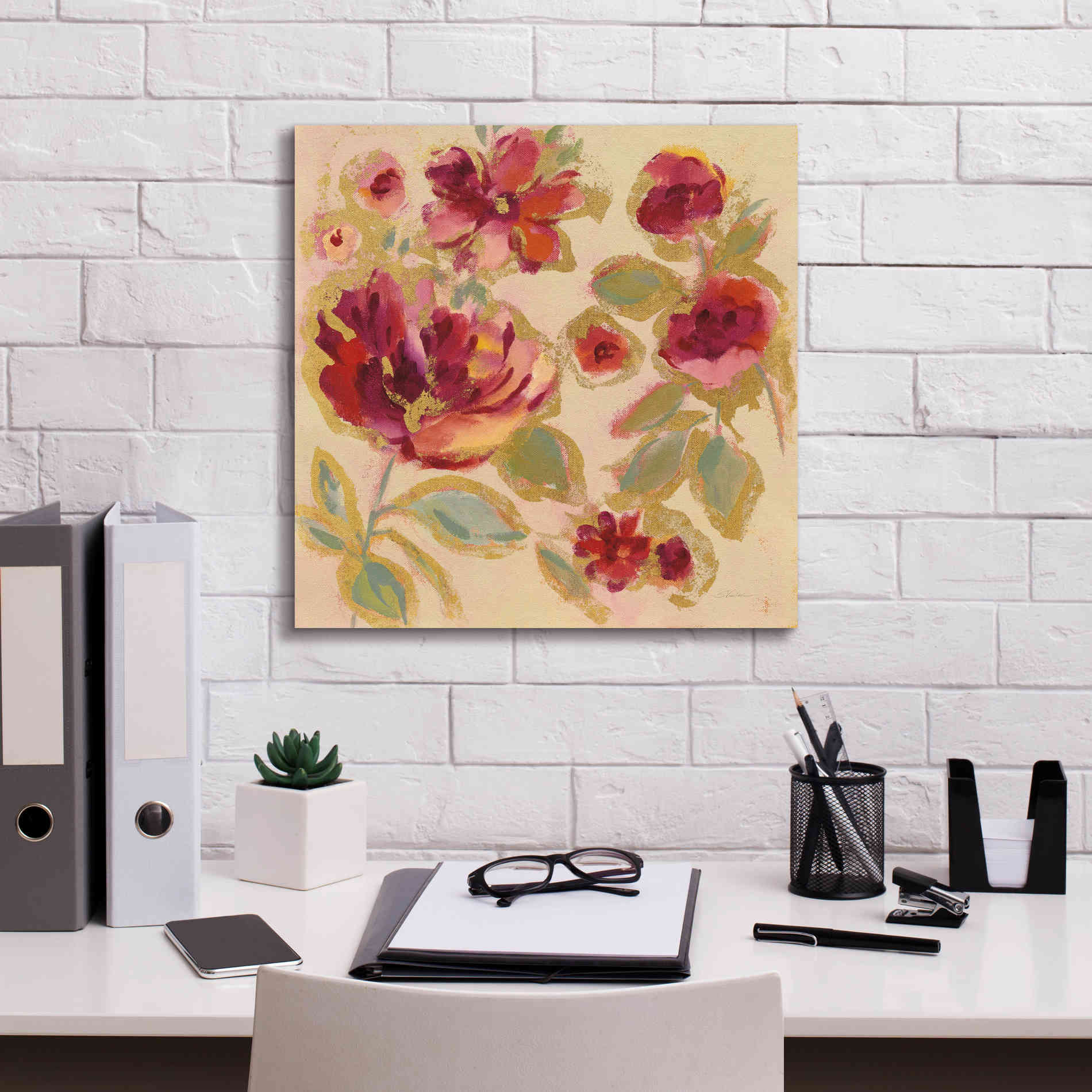 Epic Art 'Gilded Loose Floral I' by Silvia Vassileva, Canvas Wall Art,18 x 18