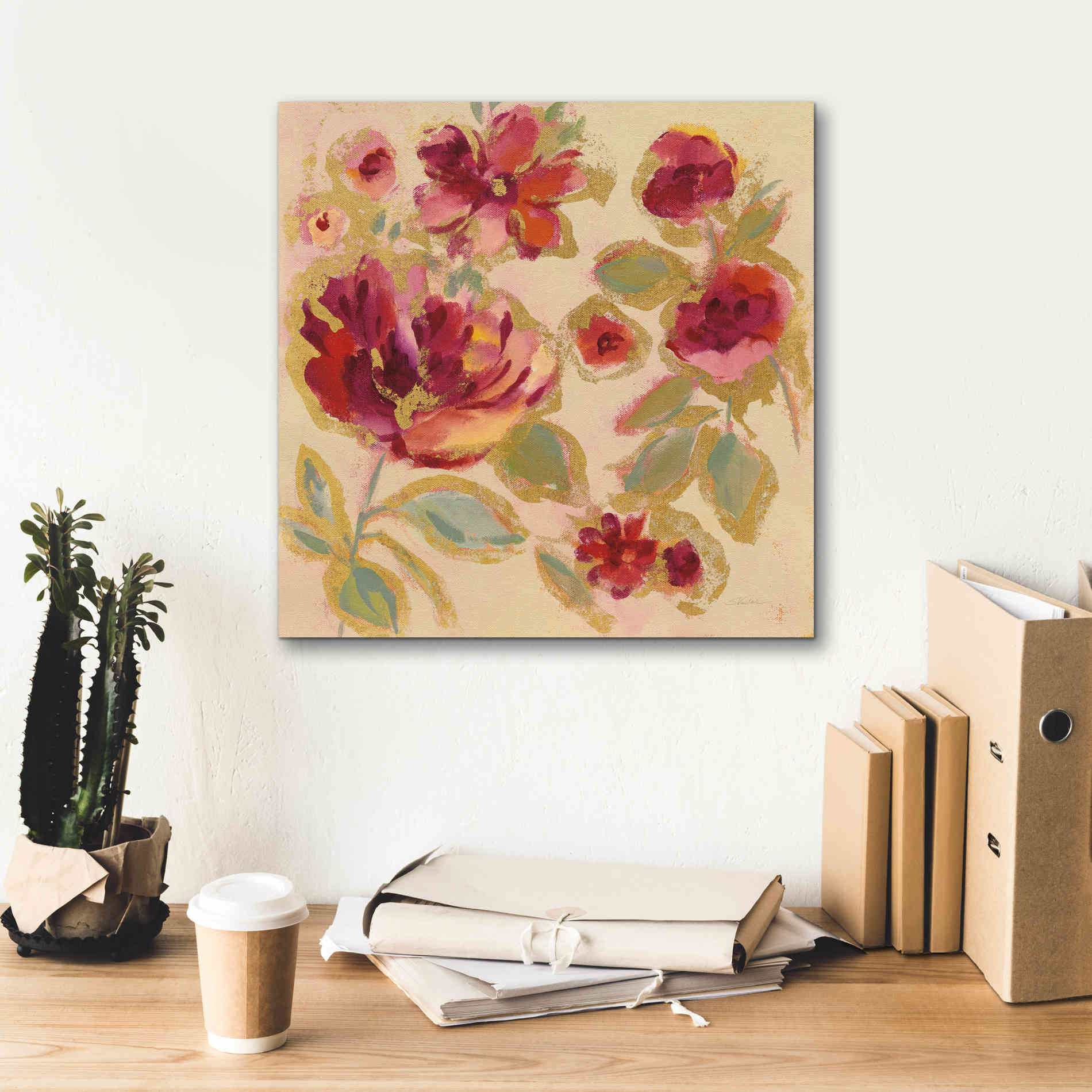 Epic Art 'Gilded Loose Floral I' by Silvia Vassileva, Canvas Wall Art,18 x 18
