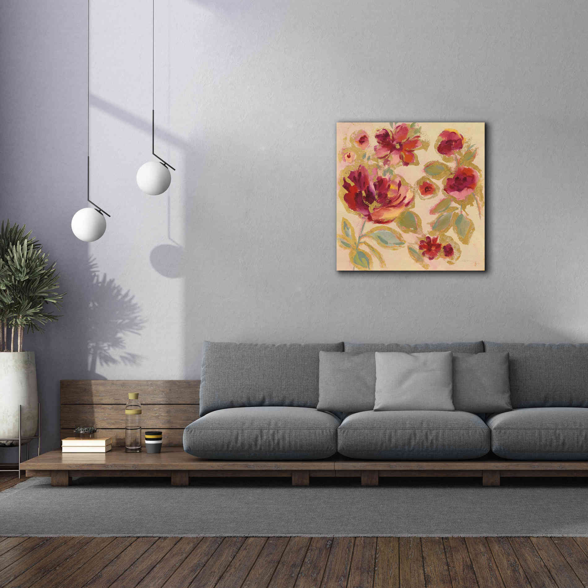 Epic Art 'Gilded Loose Floral I' by Silvia Vassileva, Canvas Wall Art,37 x 37