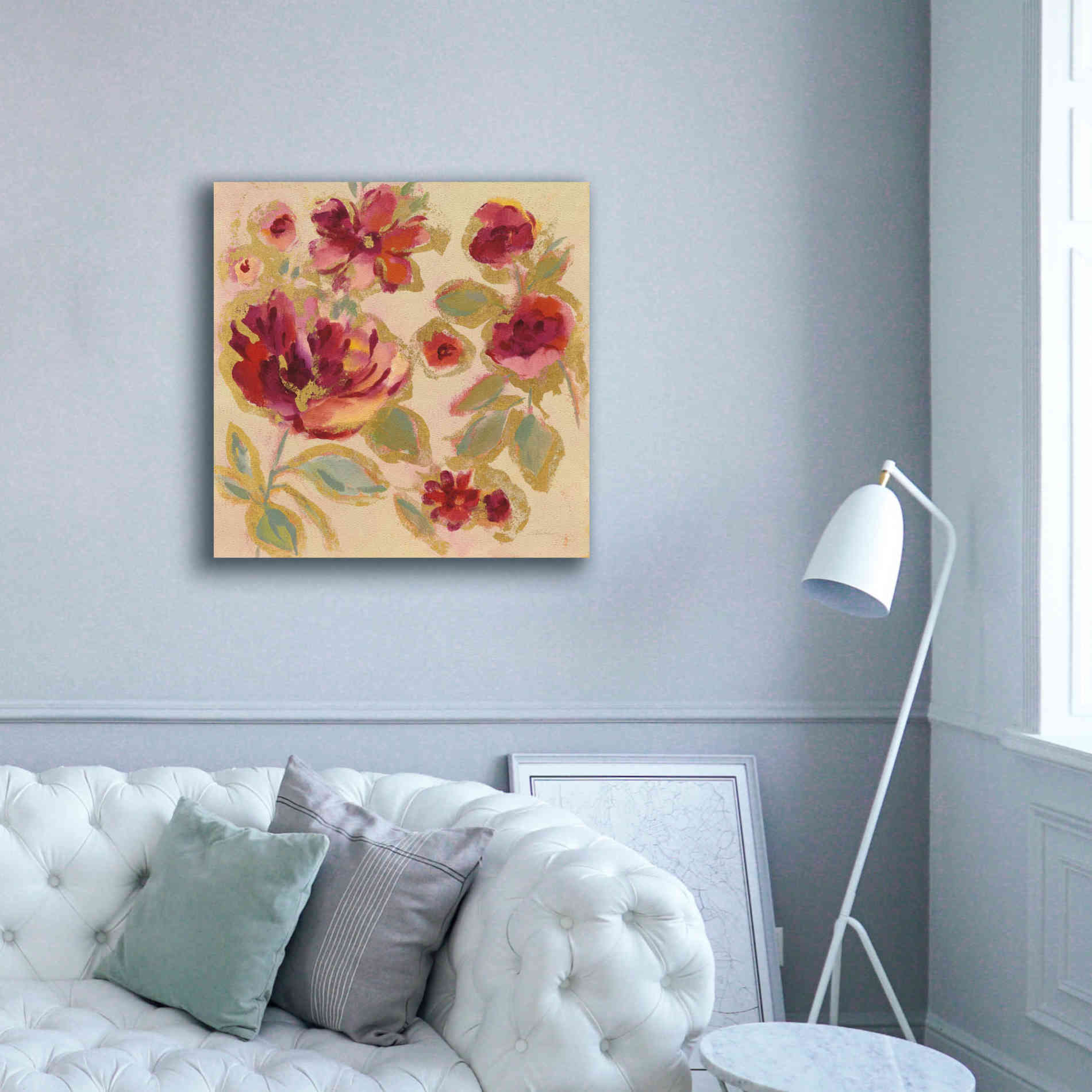 Epic Art 'Gilded Loose Floral I' by Silvia Vassileva, Canvas Wall Art,37 x 37