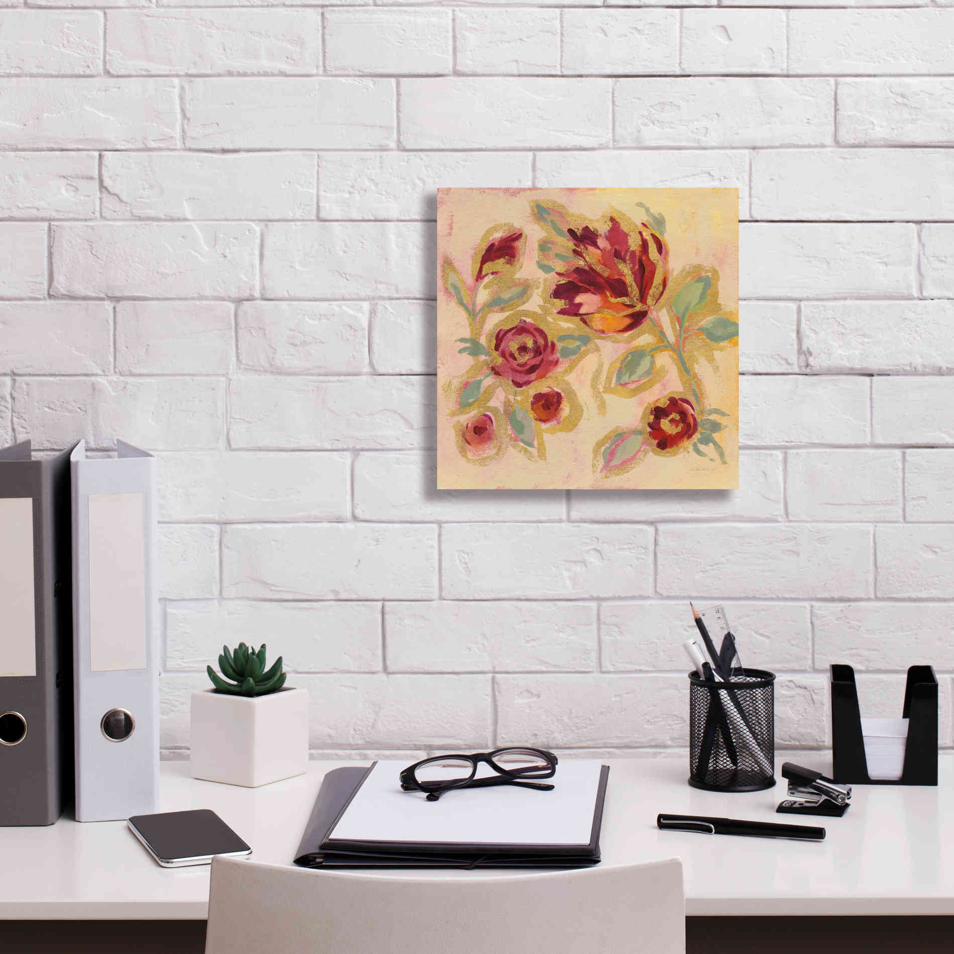 Epic Art 'Gilded Loose Floral II' by Silvia Vassileva, Canvas Wall Art,12 x 12