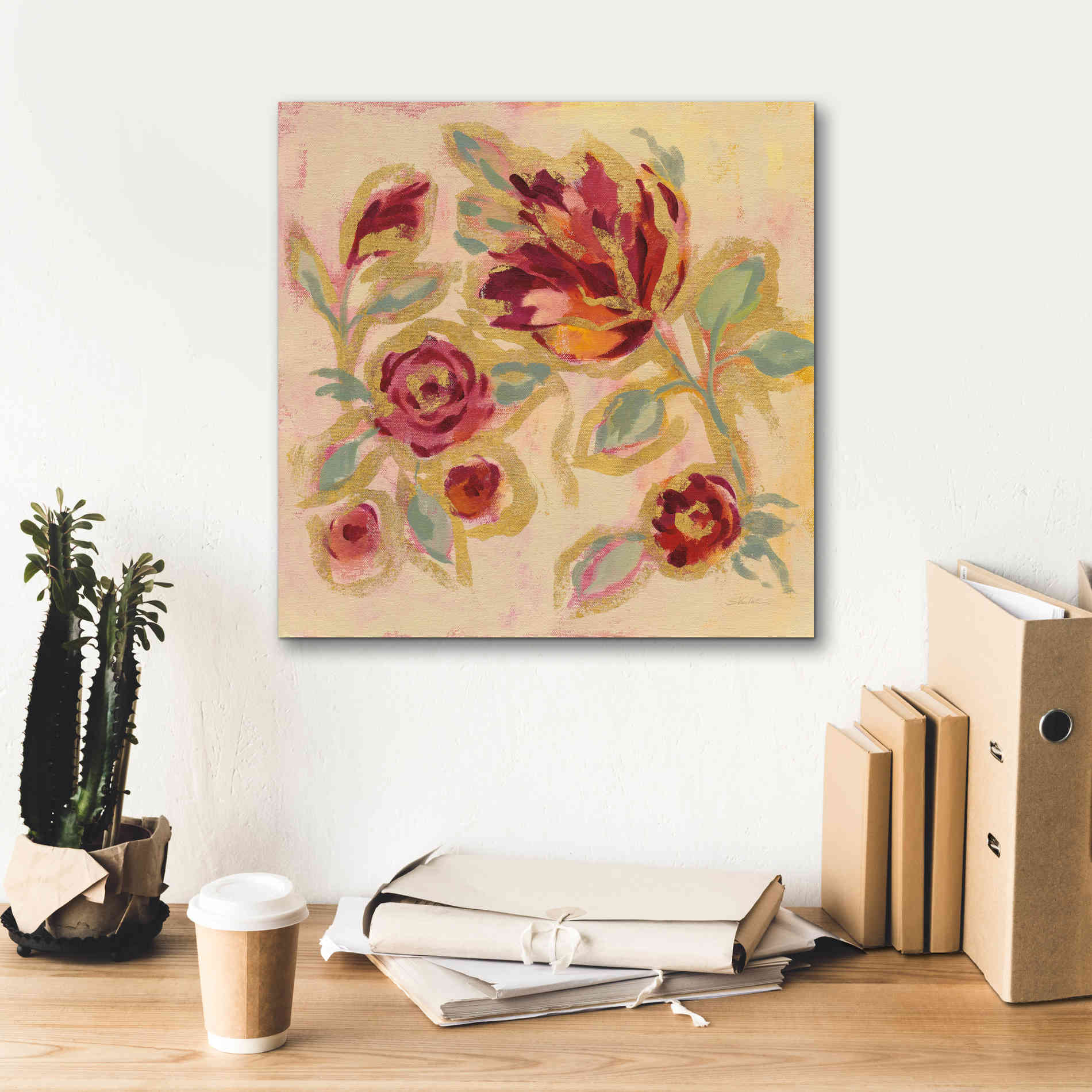 Epic Art 'Gilded Loose Floral II' by Silvia Vassileva, Canvas Wall Art,18 x 18
