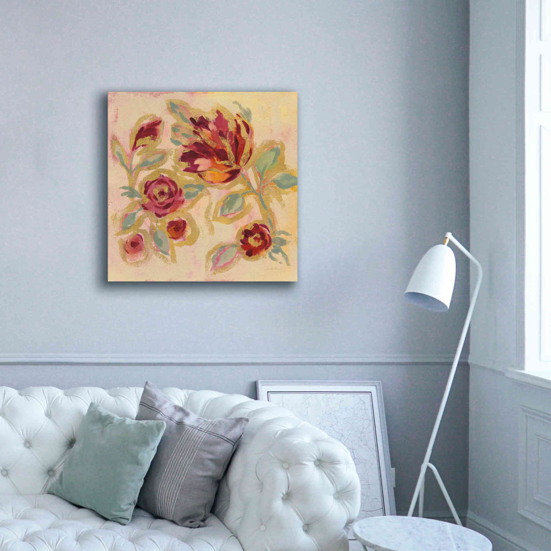 Epic Art 'Gilded Loose Floral II' by Silvia Vassileva, Canvas Wall Art,37 x 37