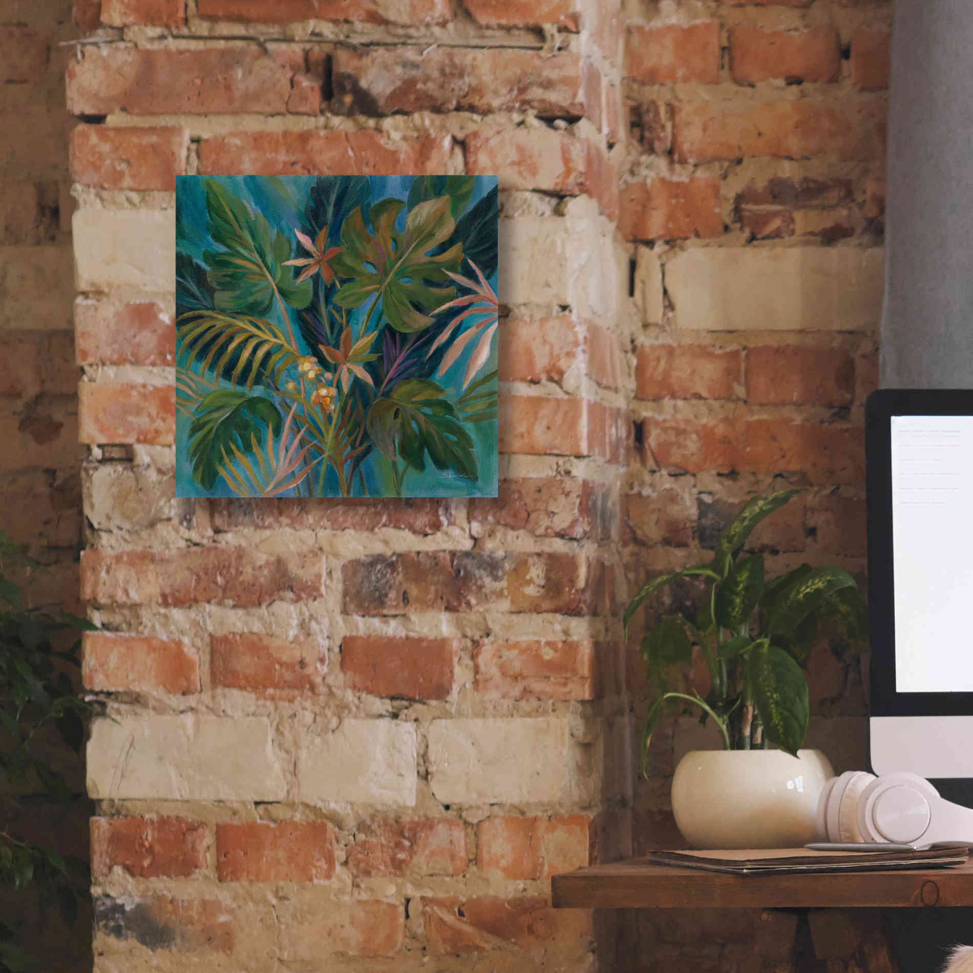 Epic Art 'Midnight Tropical Leaves' by Silvia Vassileva, Canvas Wall Art,12 x 12