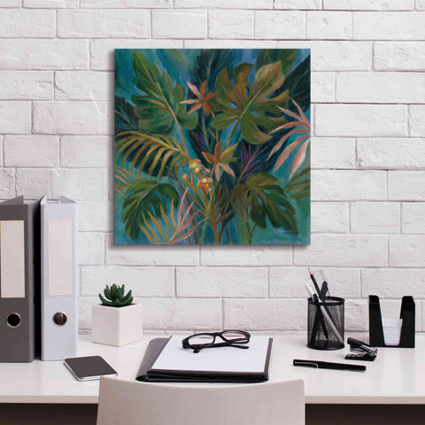 Image of Epic Art 'Midnight Tropical Leaves' by Silvia Vassileva, Canvas Wall Art,18 x 18