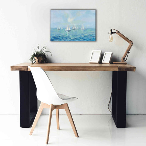 Image of Epic Art 'Boats in the Haze' by Silvia Vassileva, Canvas Wall Art,26 x 18