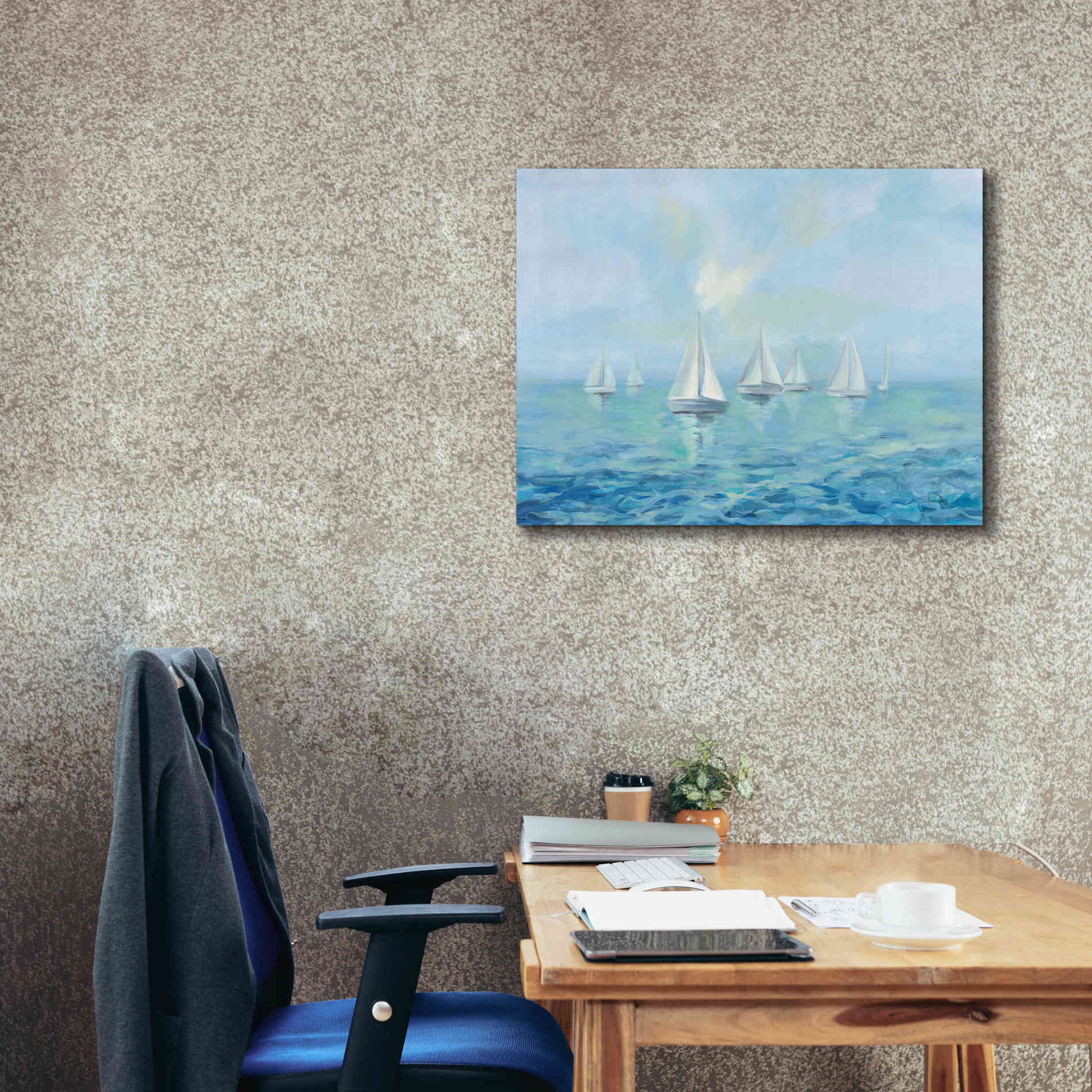 Epic Art 'Boats in the Haze' by Silvia Vassileva, Canvas Wall Art,34 x 26