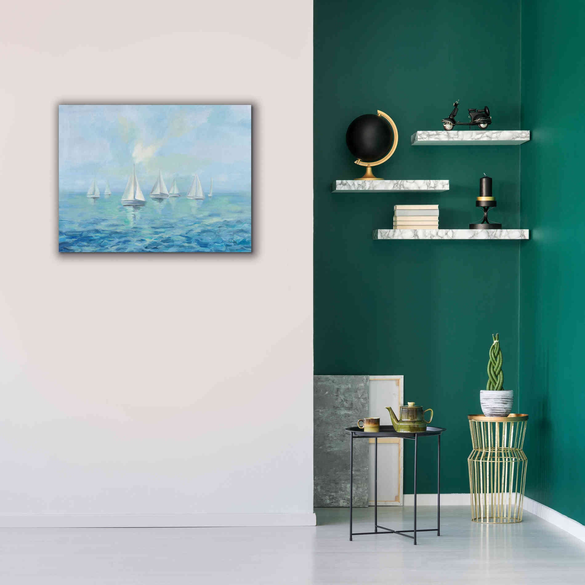 Epic Art 'Boats in the Haze' by Silvia Vassileva, Canvas Wall Art,34 x 26