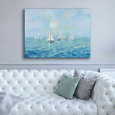 Image of Epic Art 'Boats in the Haze' by Silvia Vassileva, Canvas Wall Art,54 x 40