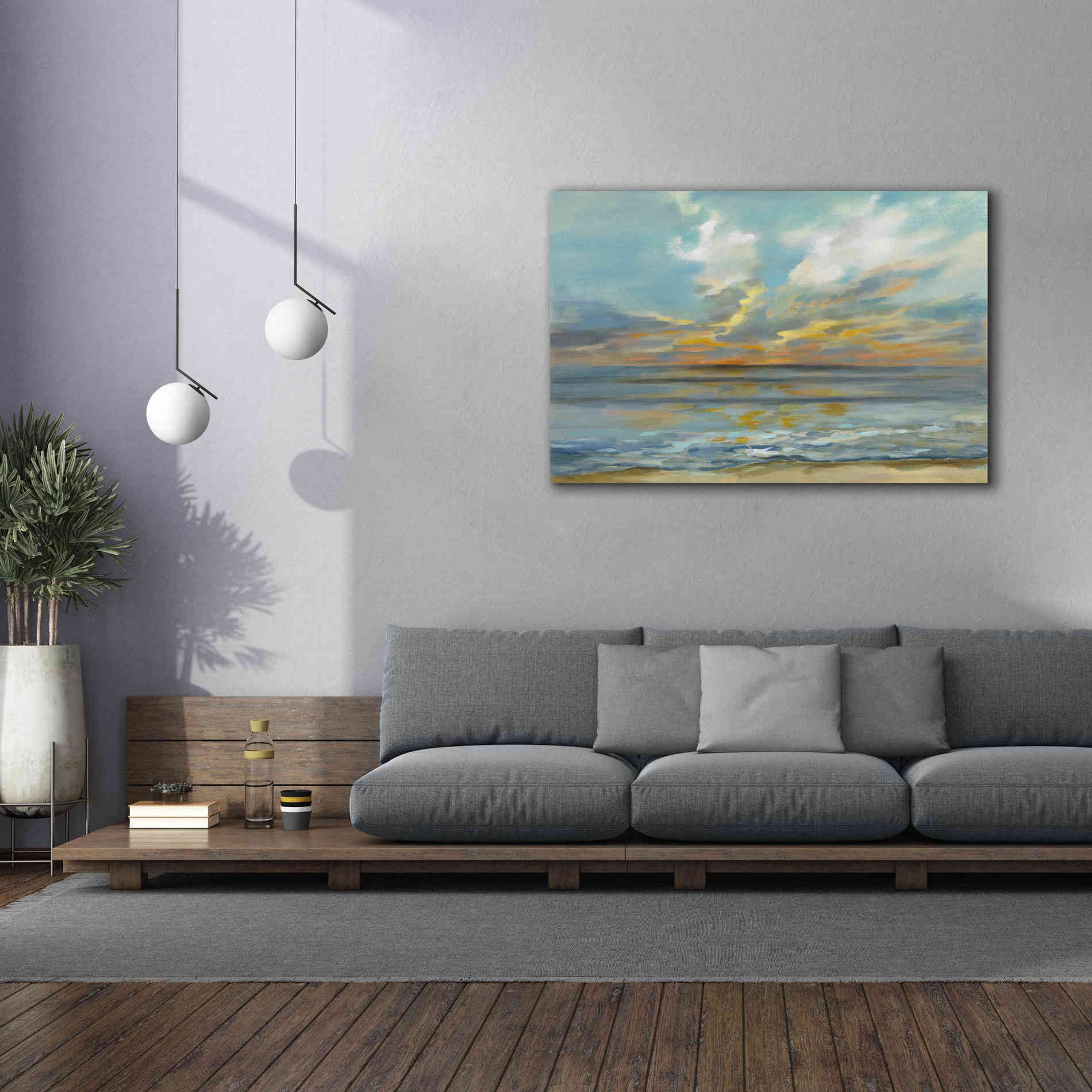 Epic Art 'Rhythmic Sunset Waves' by Silvia Vassileva, Canvas Wall Art,60 x 40