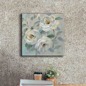 'Blue Gray Floral' by Silvia Vassileva, Canvas Wall Art,18 x 18