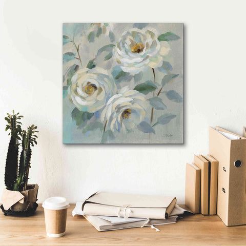 Image of 'Blue Gray Floral' by Silvia Vassileva, Canvas Wall Art,18 x 18