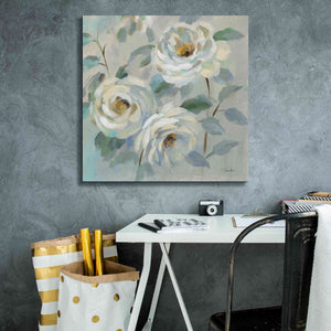 'Blue Gray Floral' by Silvia Vassileva, Canvas Wall Art,26 x 26